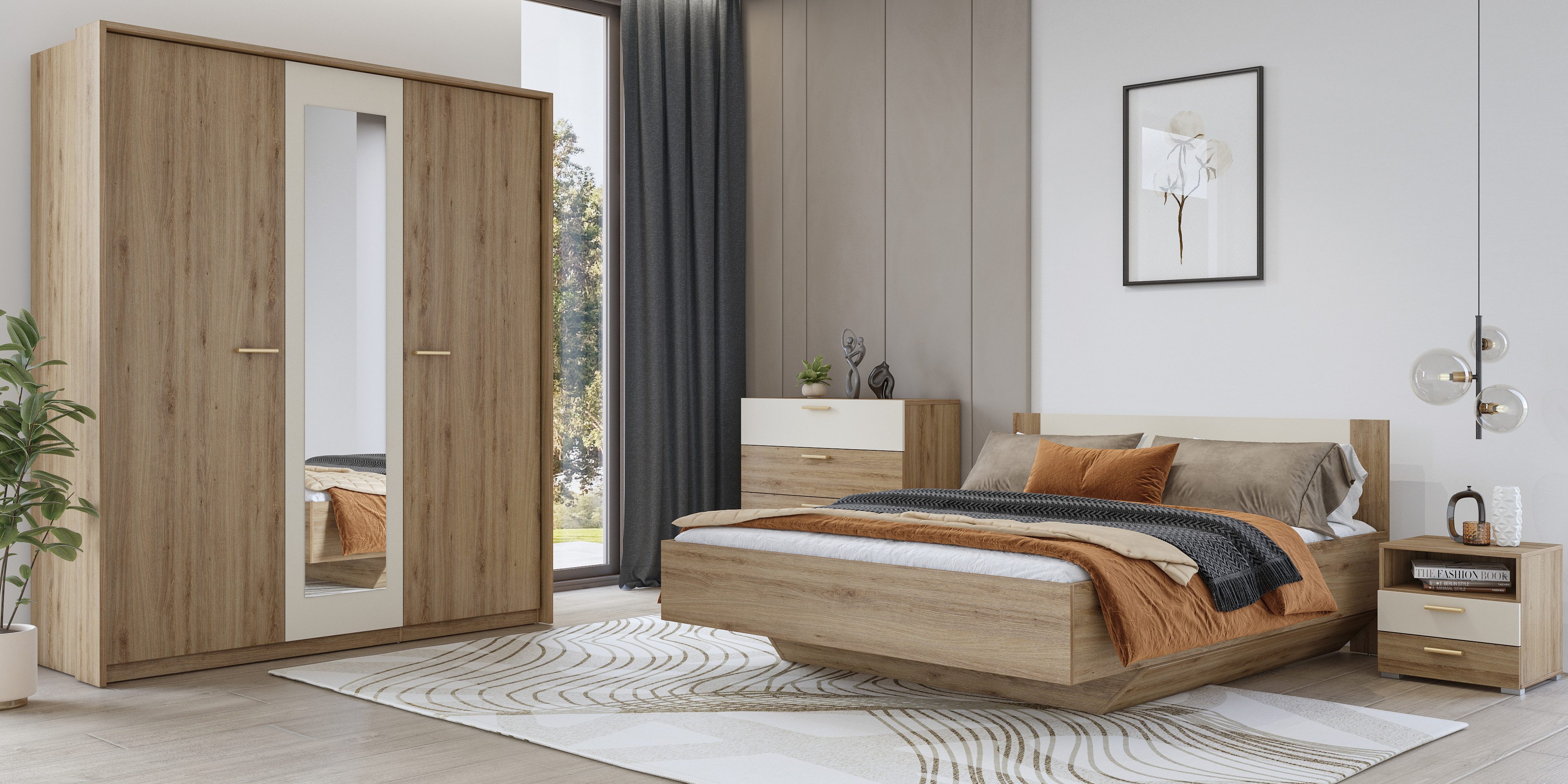 Home affaire Bedframe Bitry, breedte 160 of 180 cm, moderne bedomranding