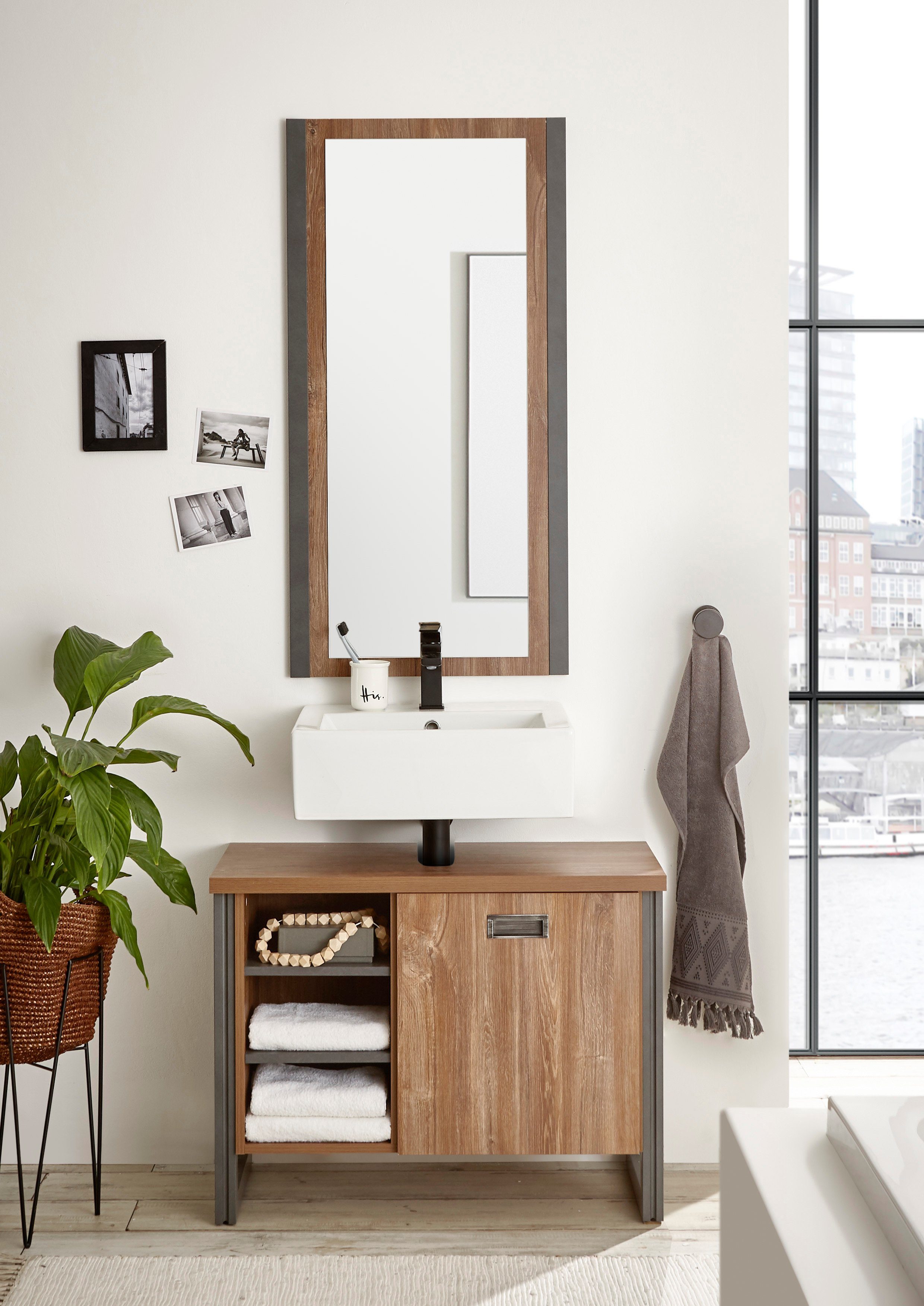 Home affaire Badkamerserie Detroit, Bad im Industrialdesign, 2-teiliges Badezimmer (set, 2-delig)
