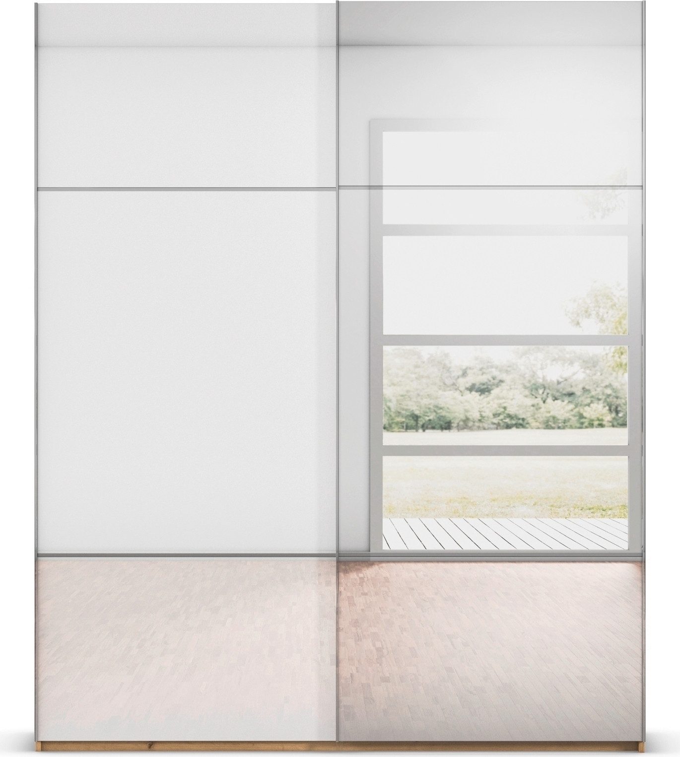 rauch Schuifdeurkast Kledingkast kast garderobe slaapkamerkast SCALE-TRIO edel drievoudig front met 2 sierlijsten spiegel/glas made in germany