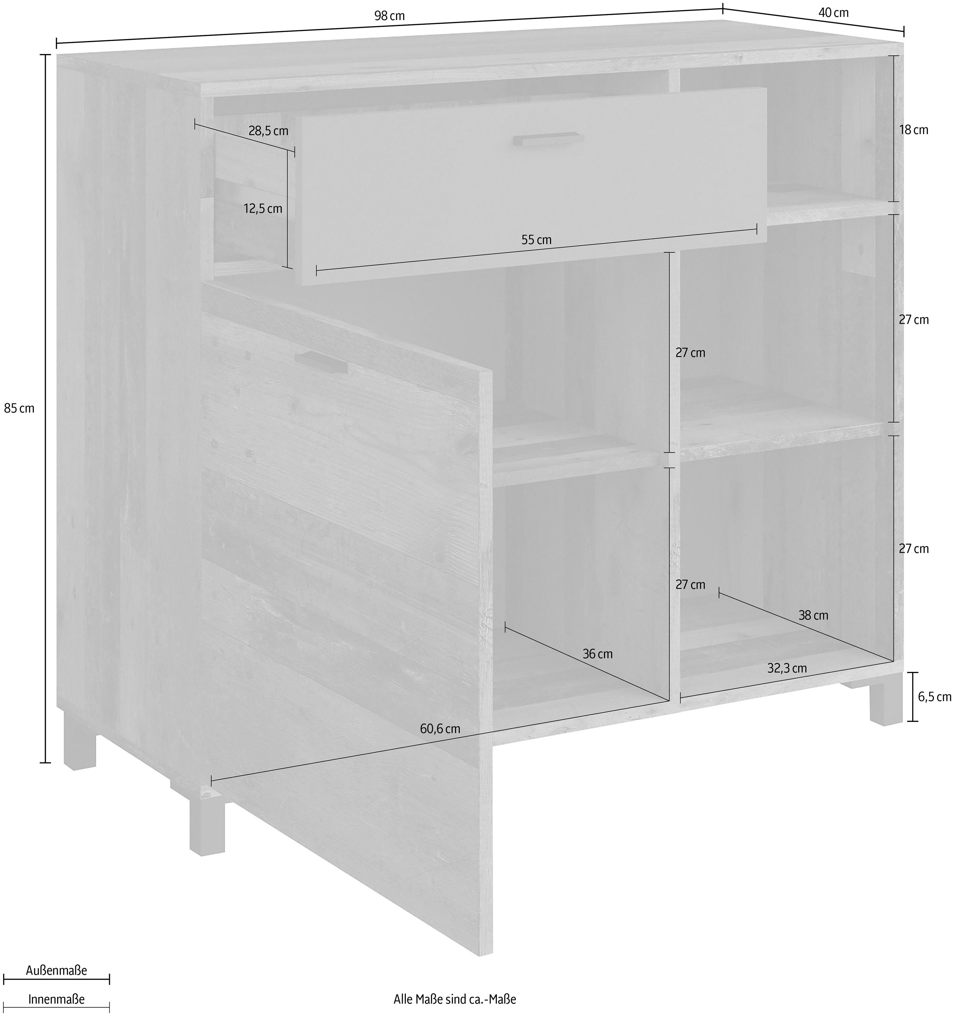 INOSIGN Dressoir Jackson Breedte 98 cm, met open rek