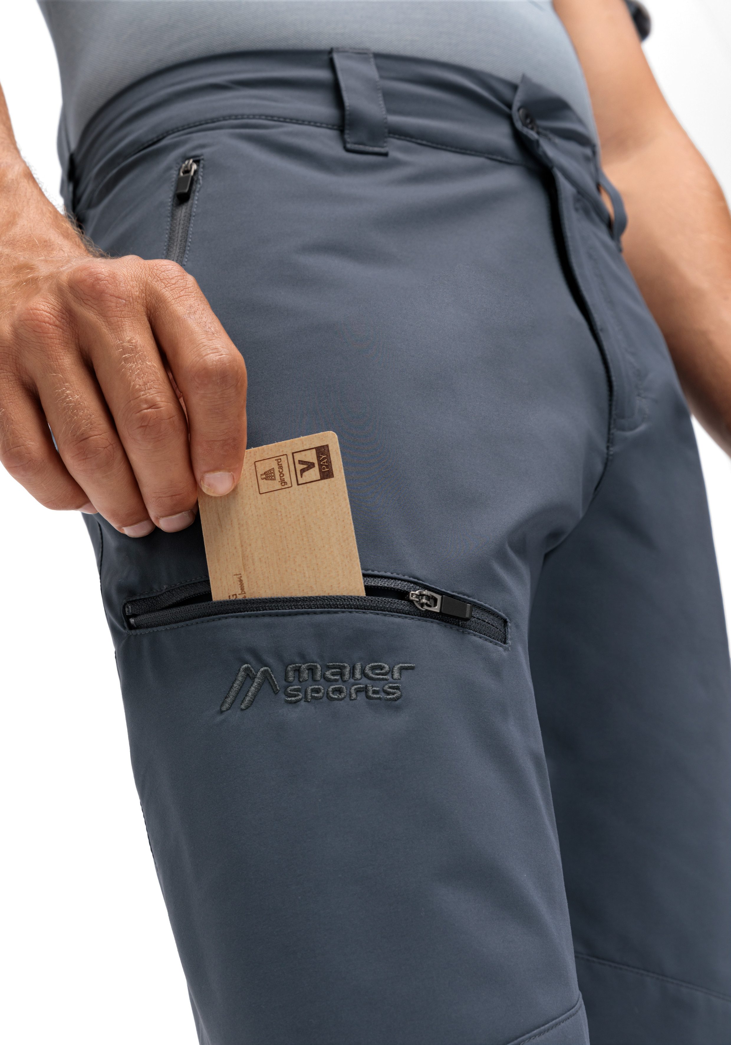 Maier Sports Outdoorbroek Nil Loop Heren wandelbroek, functionele broek met zakken + riem, regular fit