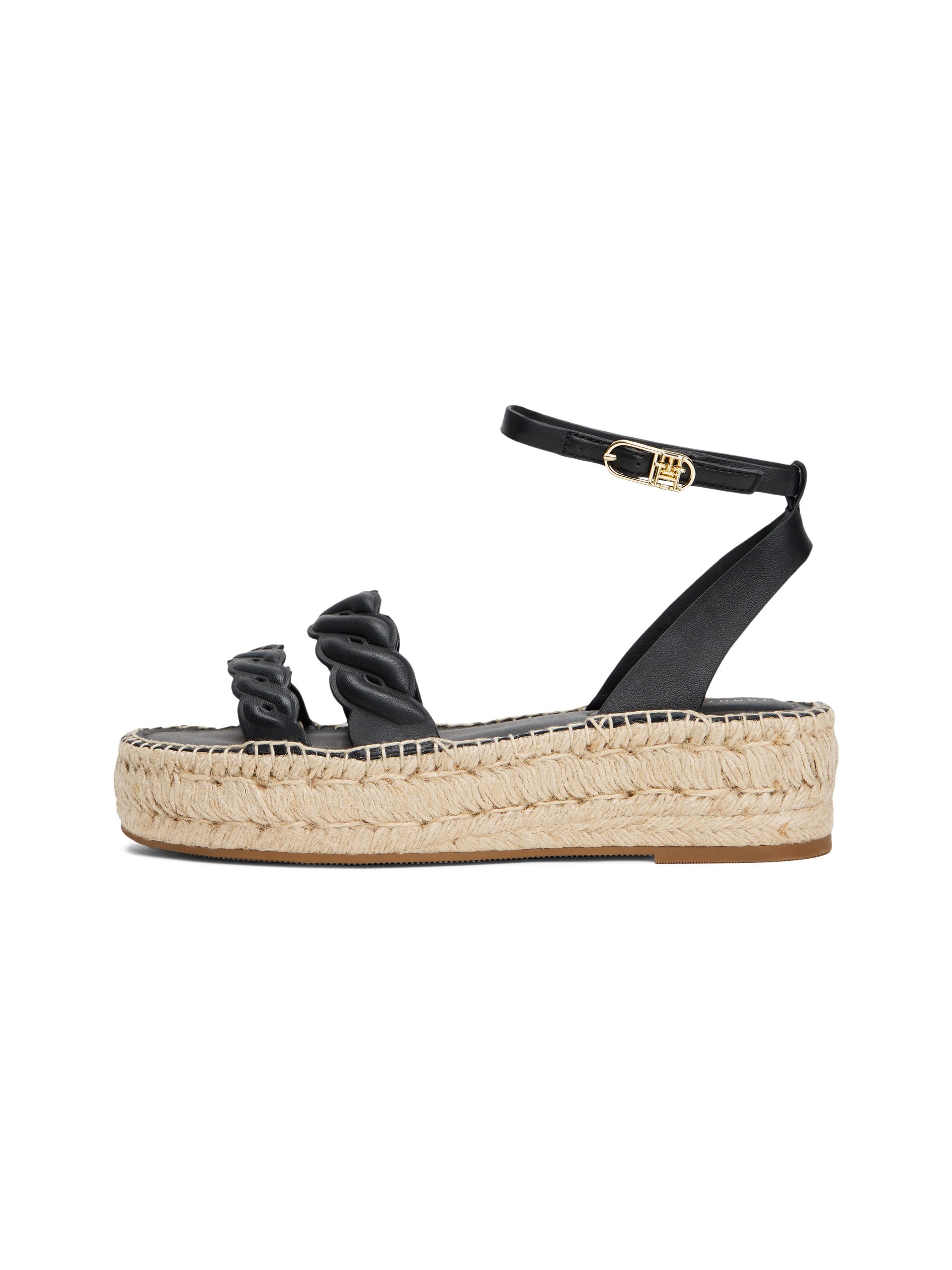 Tommy Hilfiger Sleehaksandaaltjes LEATHER ROPE REAL ESPAD SANDAL , plateau, zomerschoen, bandjessandaal met verstelbare gesp