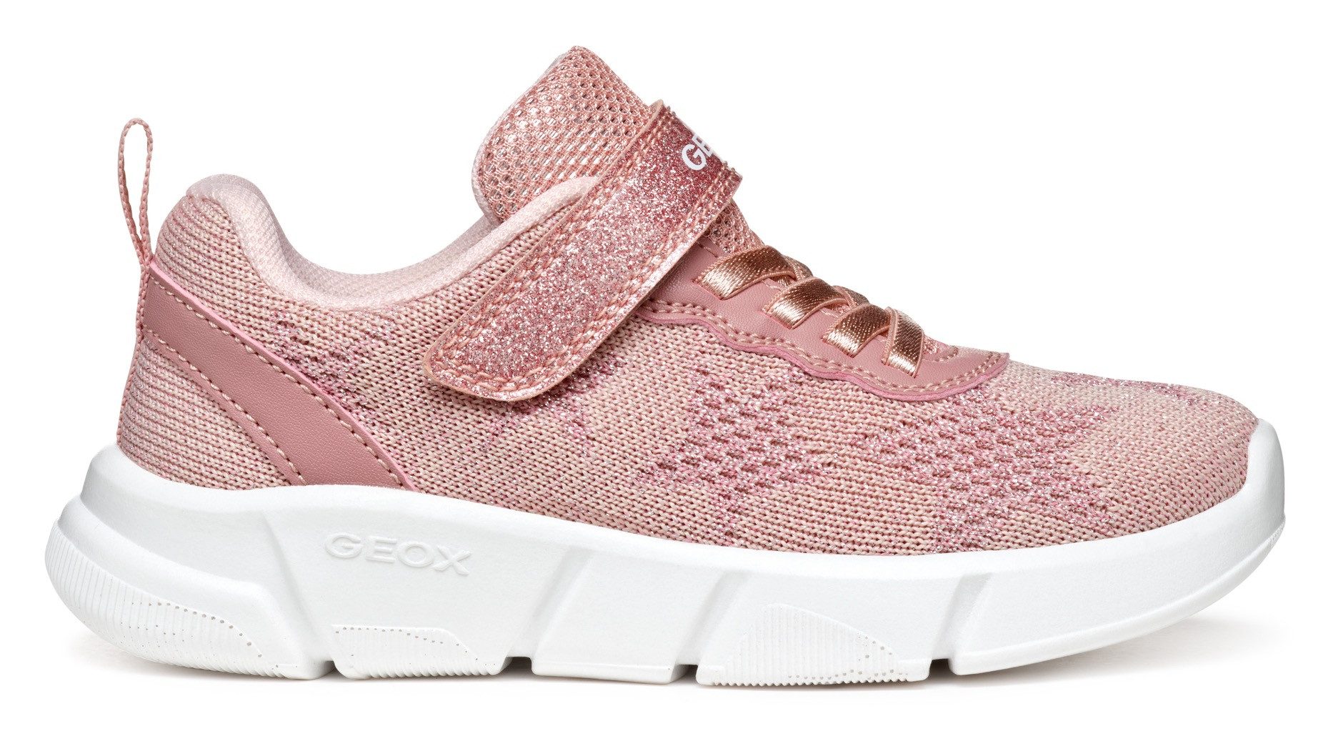 Geox Sneakers J ARIL GIRL , knitwear sneaker, klittenbandschoen met glinsterende klittenband
