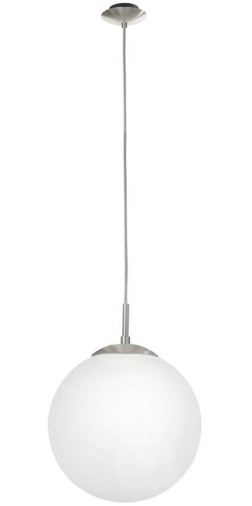 EGLO Hanglamp RONDO hanglamp, metaal in zilver, glas in opaal mat wit, E27