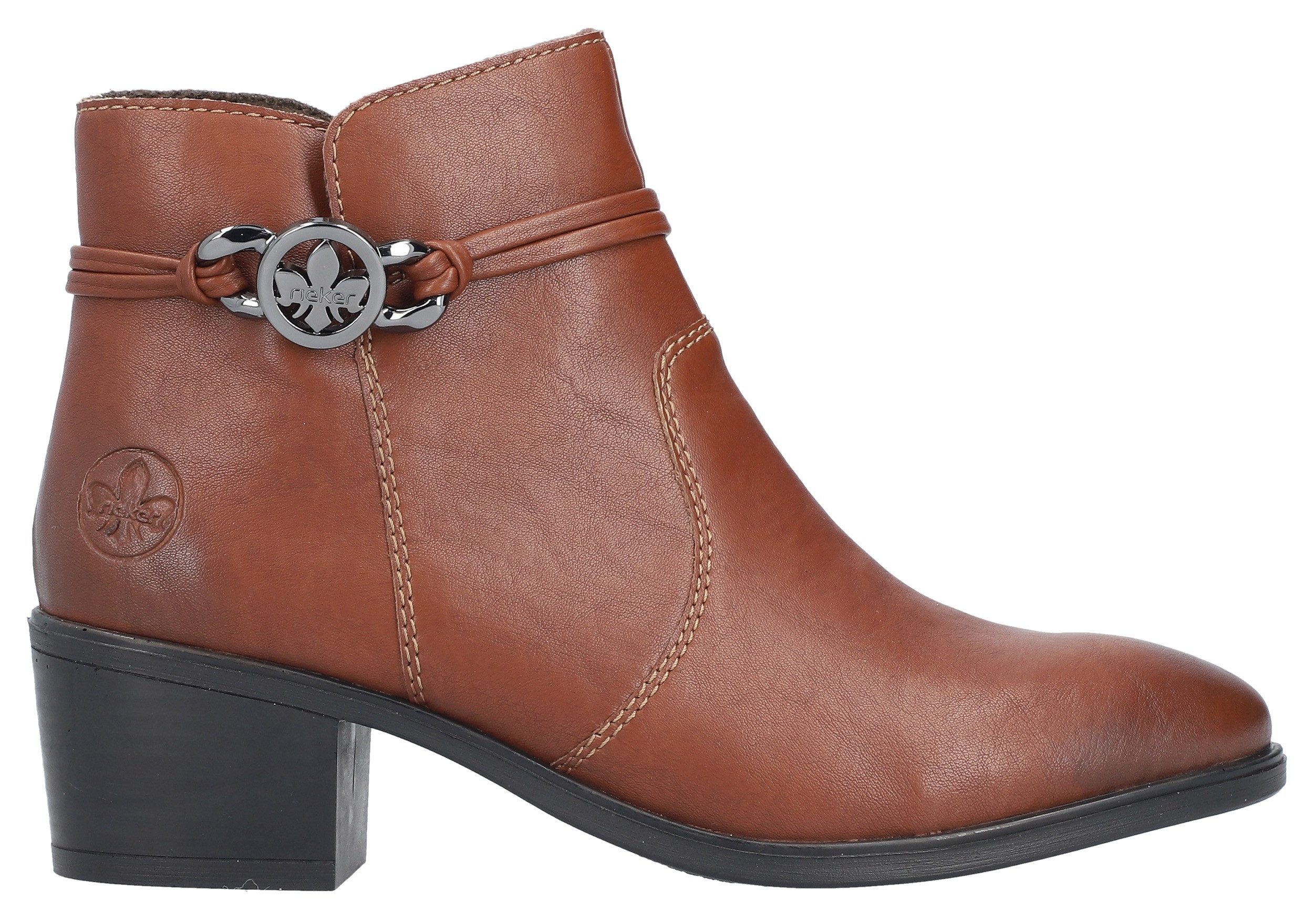 Rieker Laarsjes ankleboots, klassieke enkellaars, blokhak, binnenrits