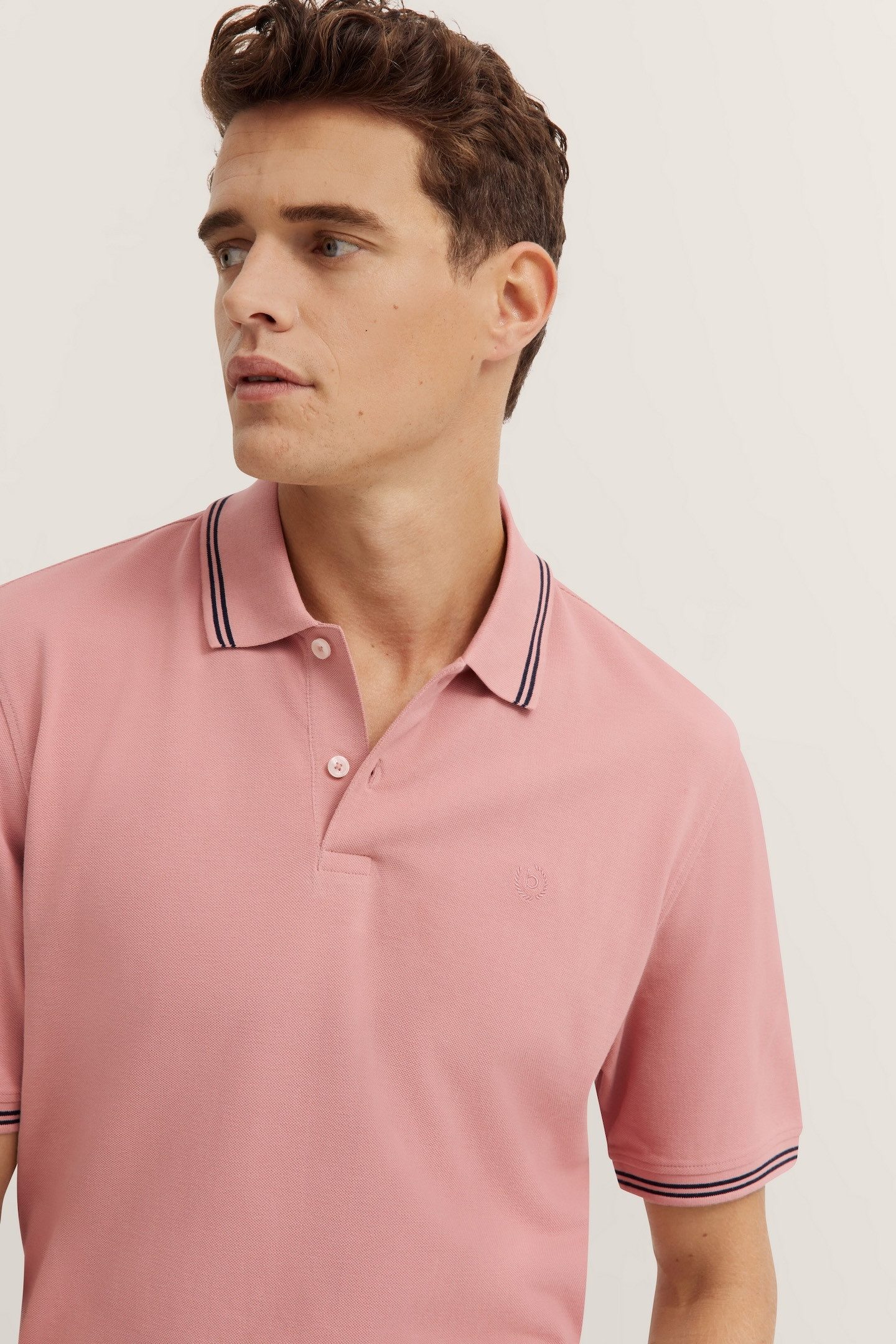 Bugatti Poloshirt met contraststrepen en borstborduursel