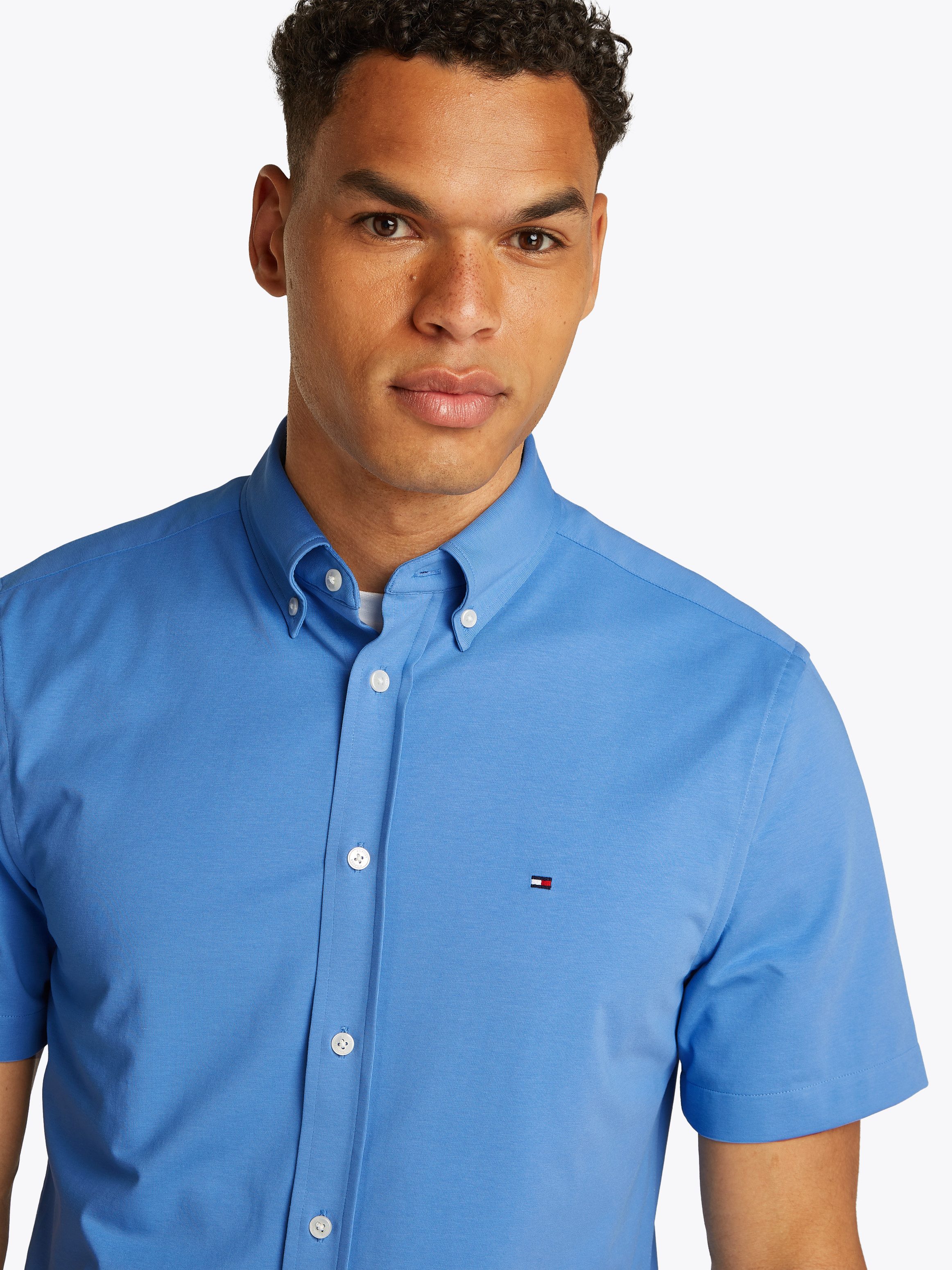 Tommy Hilfiger Overhemd met korte mouwen PERFORMANCE KNIT SOLID SS SHIRT