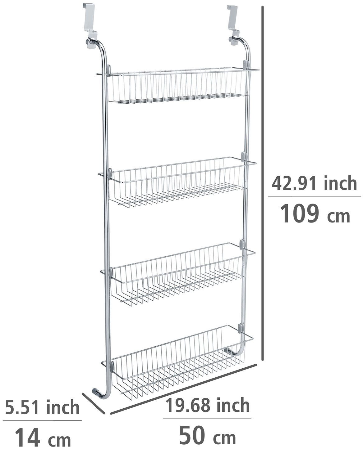 WENKO Deurrekje XL om op te hangen aan deuren, metalen hangplank met 4 manden