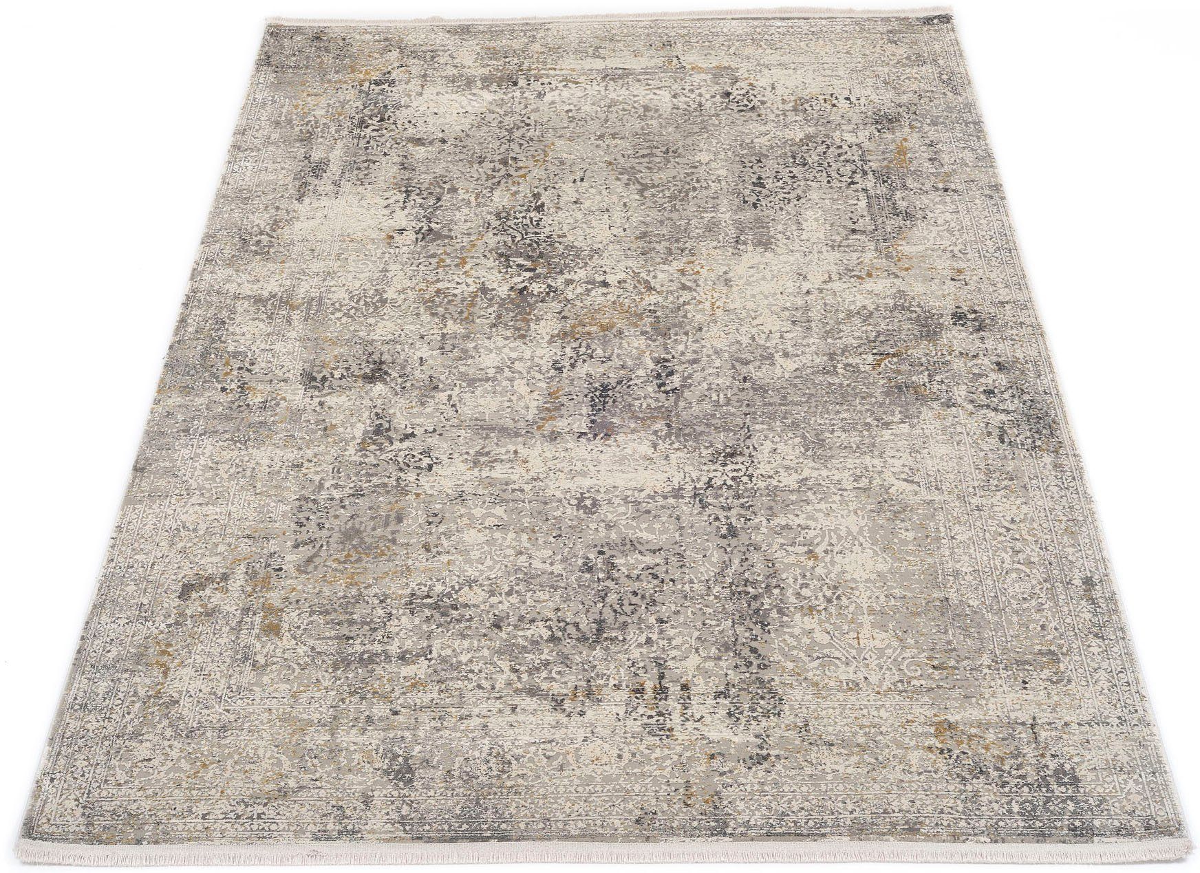 OCI DIE TEPPICHMARKE Loper BESTSELLER CAVA Glanzend viscose, met franje, woonkamer lopers maat 80 cm x 300 cm x 8 mm grijs