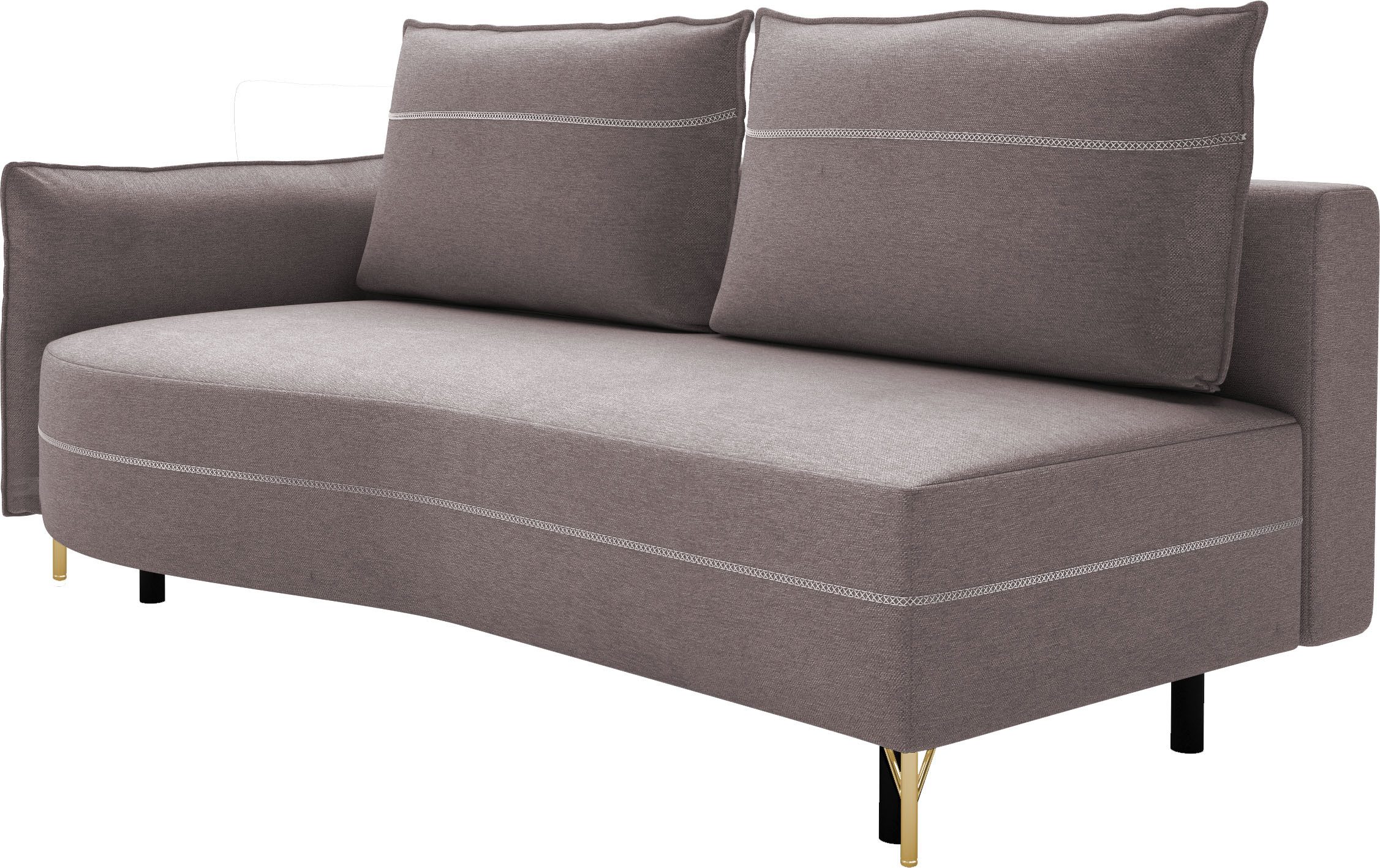 exxpo - sofa fashion Loungebank Ortis mit toller Kontrastnaht, Solitärmöbel, bequem, schmale Armlehne Slaapbank met bedfunctie en opbergruimte, comfortabele veren