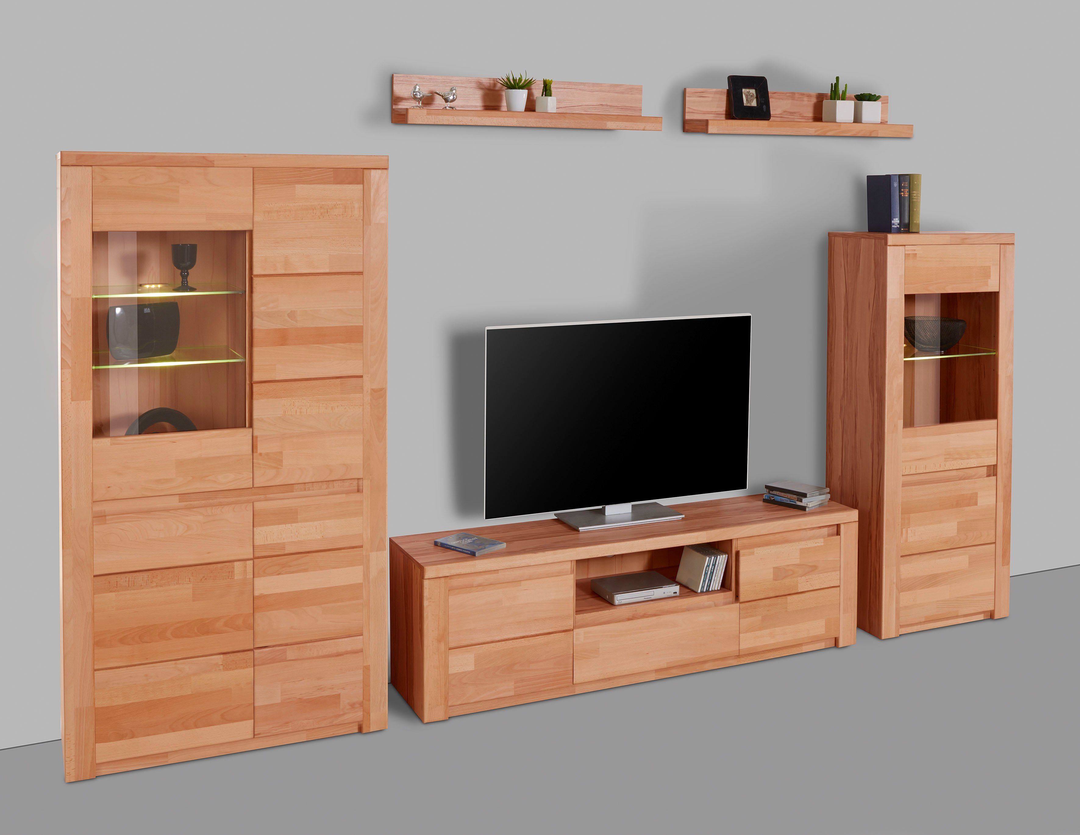 Home affaire Wandmeubel Burani gedeeltelijk massief hout (set, 4-delig)