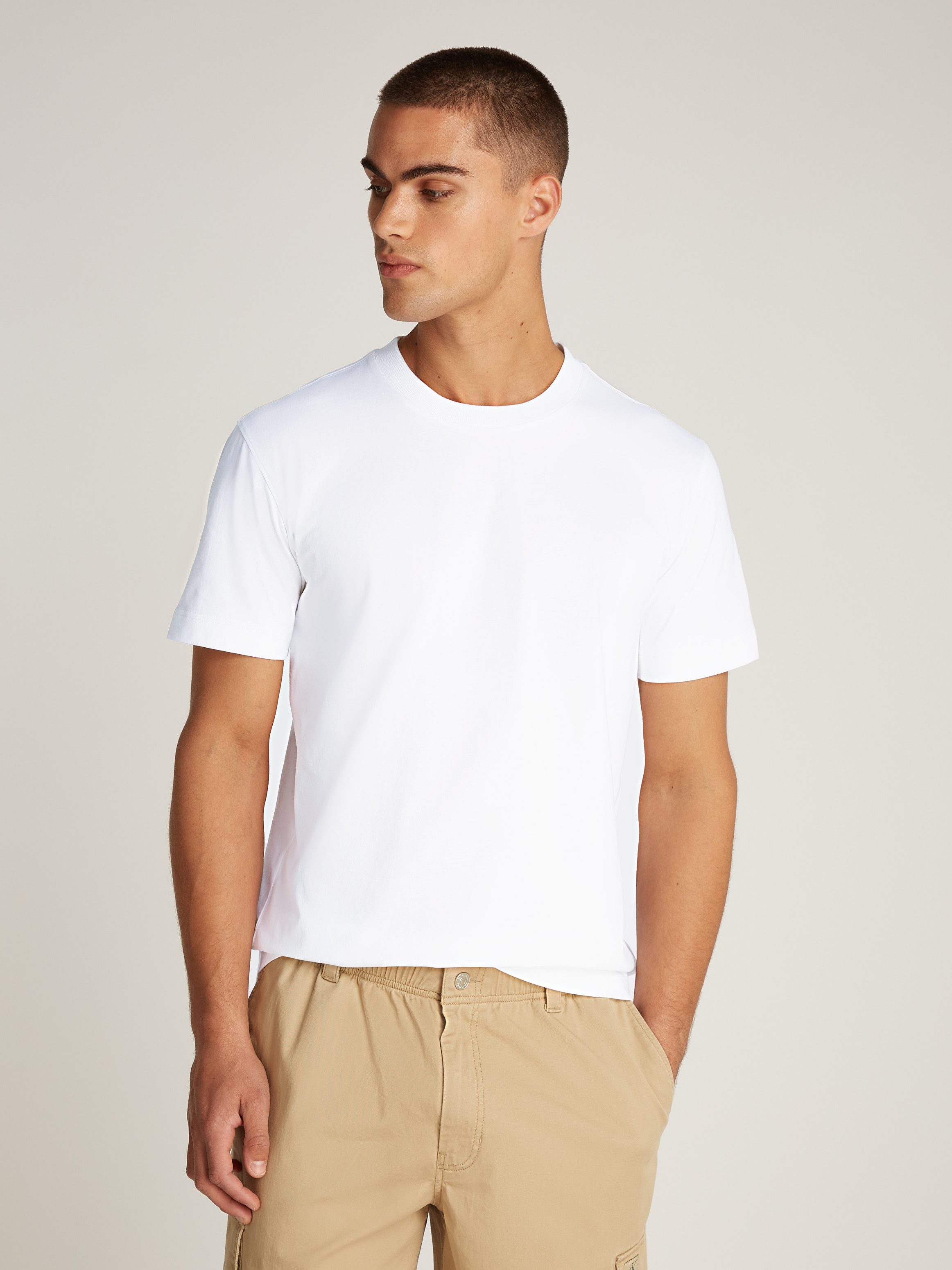 Calvin Klein Shirt met ronde hals WOVEN LABEL REGULAR TEE