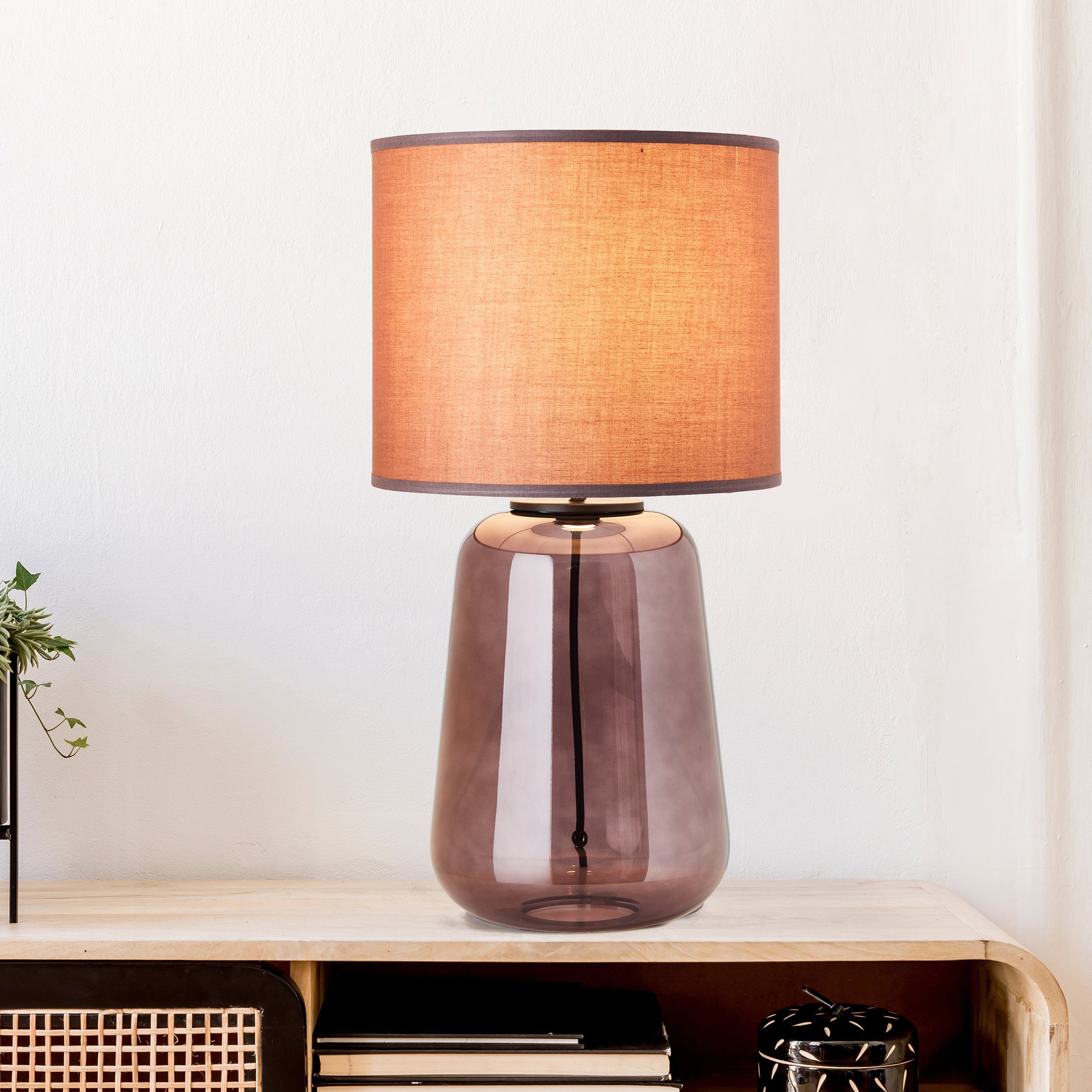 Brilliant Leuchten Tafellamp Hydra Ø 30 cm, E27, glas/textiel