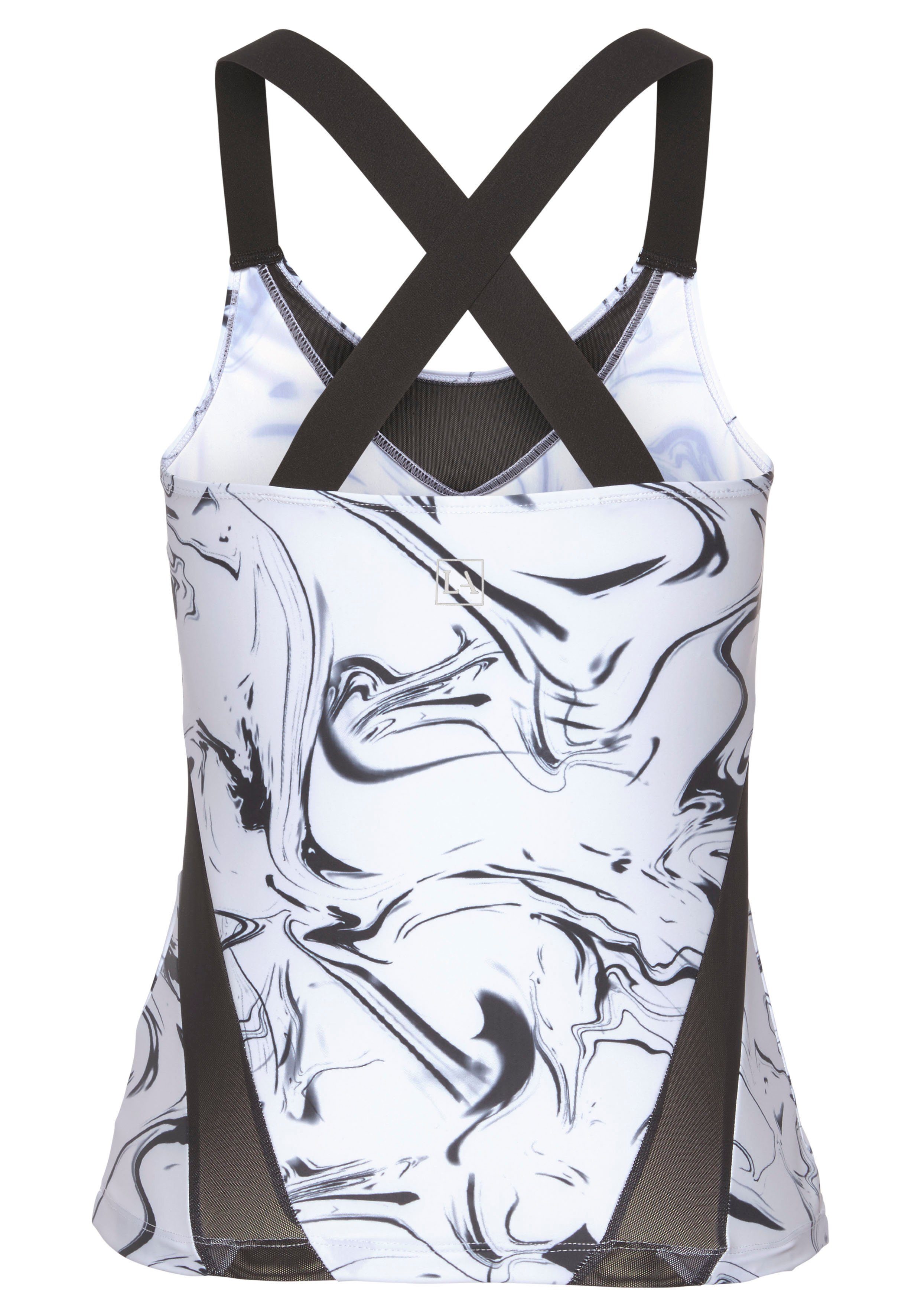active by Lascana Functioneel shirt White Marble met gekruiste bandjes