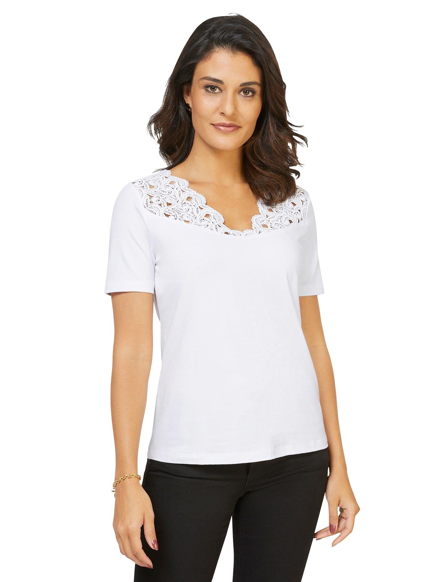 Creation L Kanten shirt Modal-katoenen shirt (1-delig)