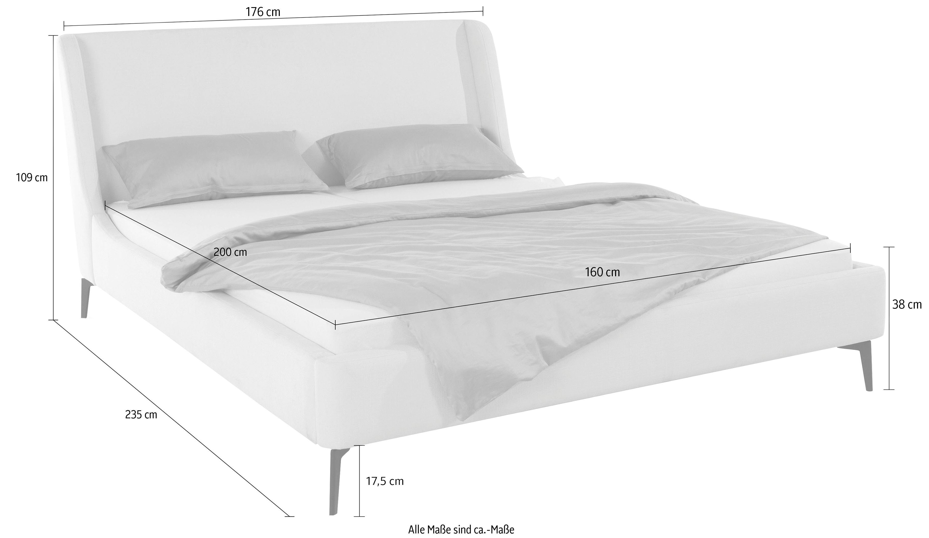 LeGer Home by Lena Gercke Gestoffeerd bed Mayra 3 verschillende kleuren en 2 stofkwaliteiten