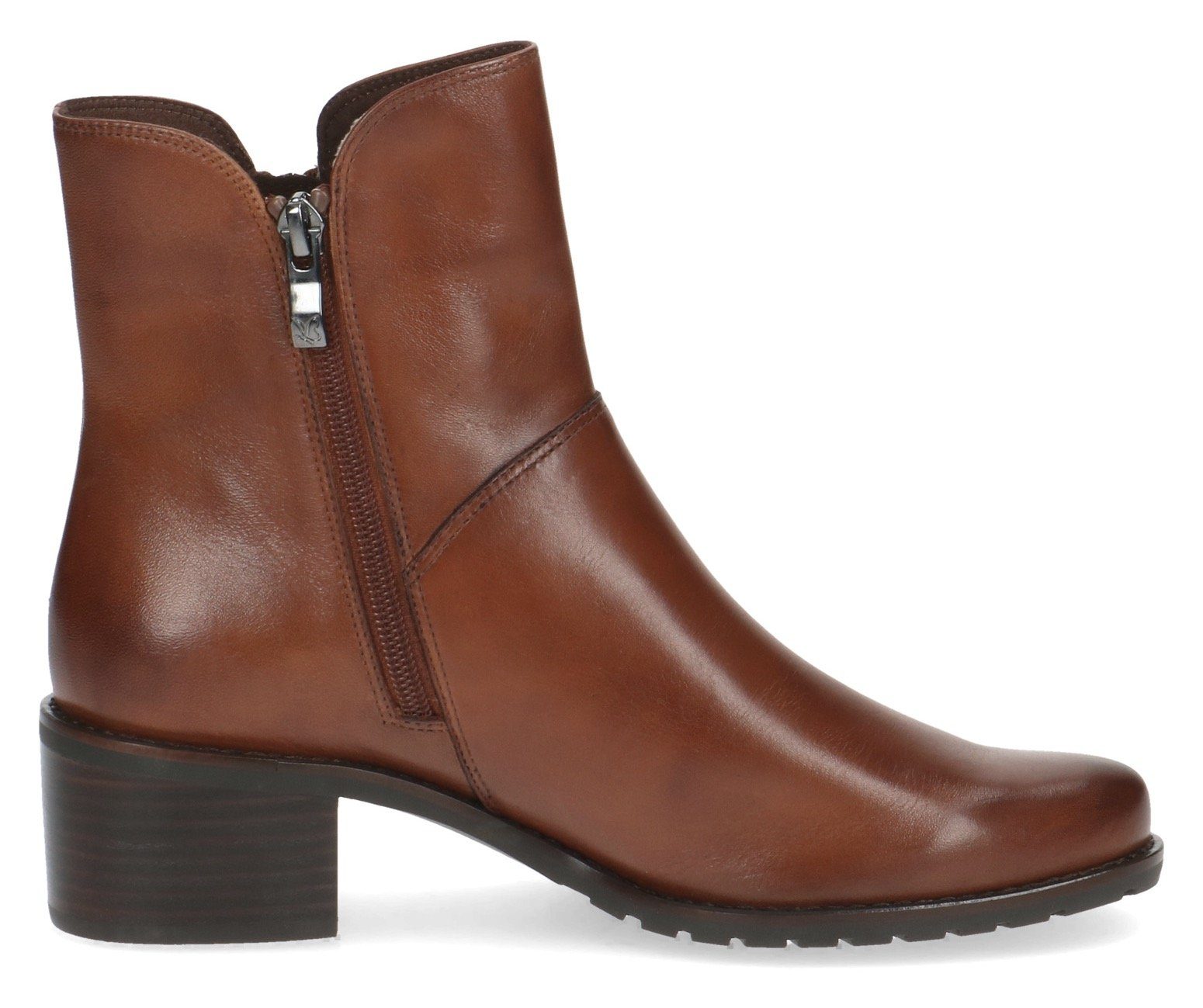 Caprice Laarsjes blokhak, business schoen met twee ritsen