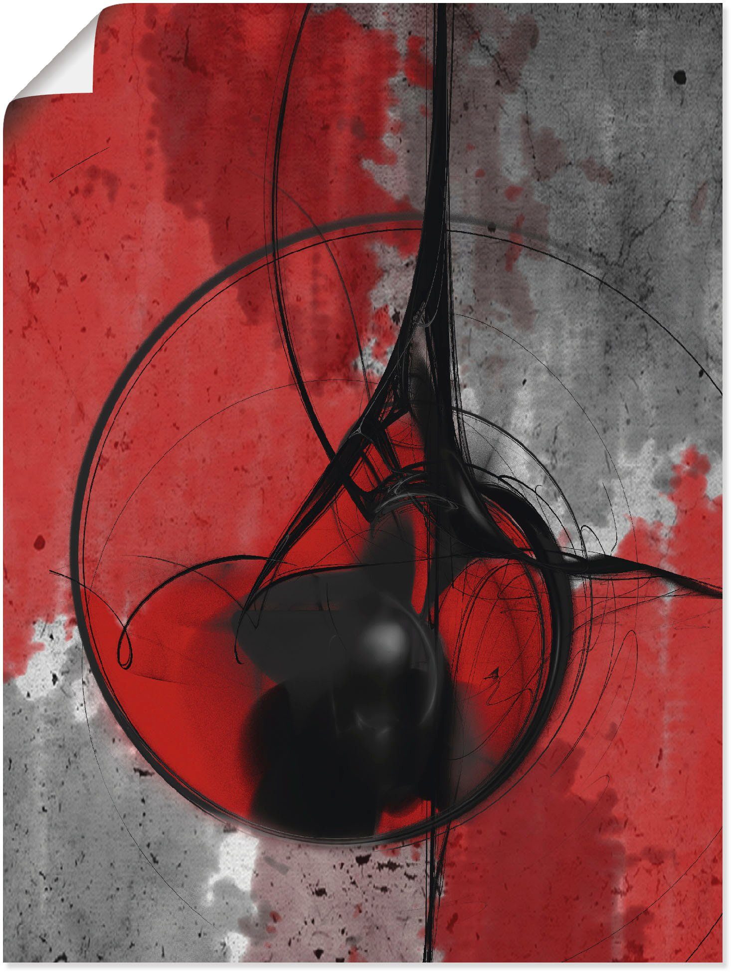 Artland Artprint Abstract in rood en zwart in vele afmetingen & productsoorten - artprint van aluminium / artprint voor buiten, artprint op linnen, poster, muursticker / wandfolie