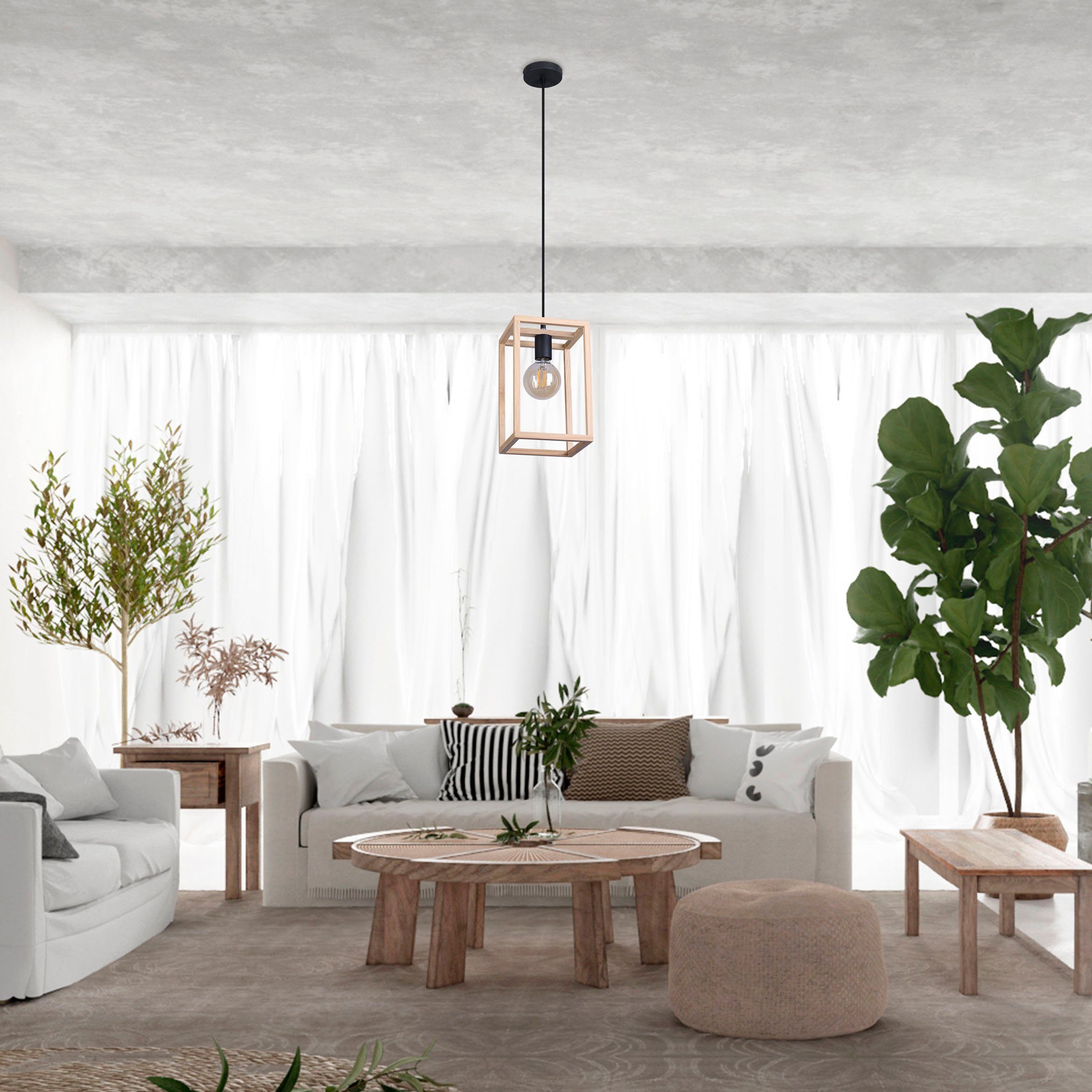 Paco Home Hanglamp Björn LED pendellamp woonkamer eetkamer modern hout eenlampig E27