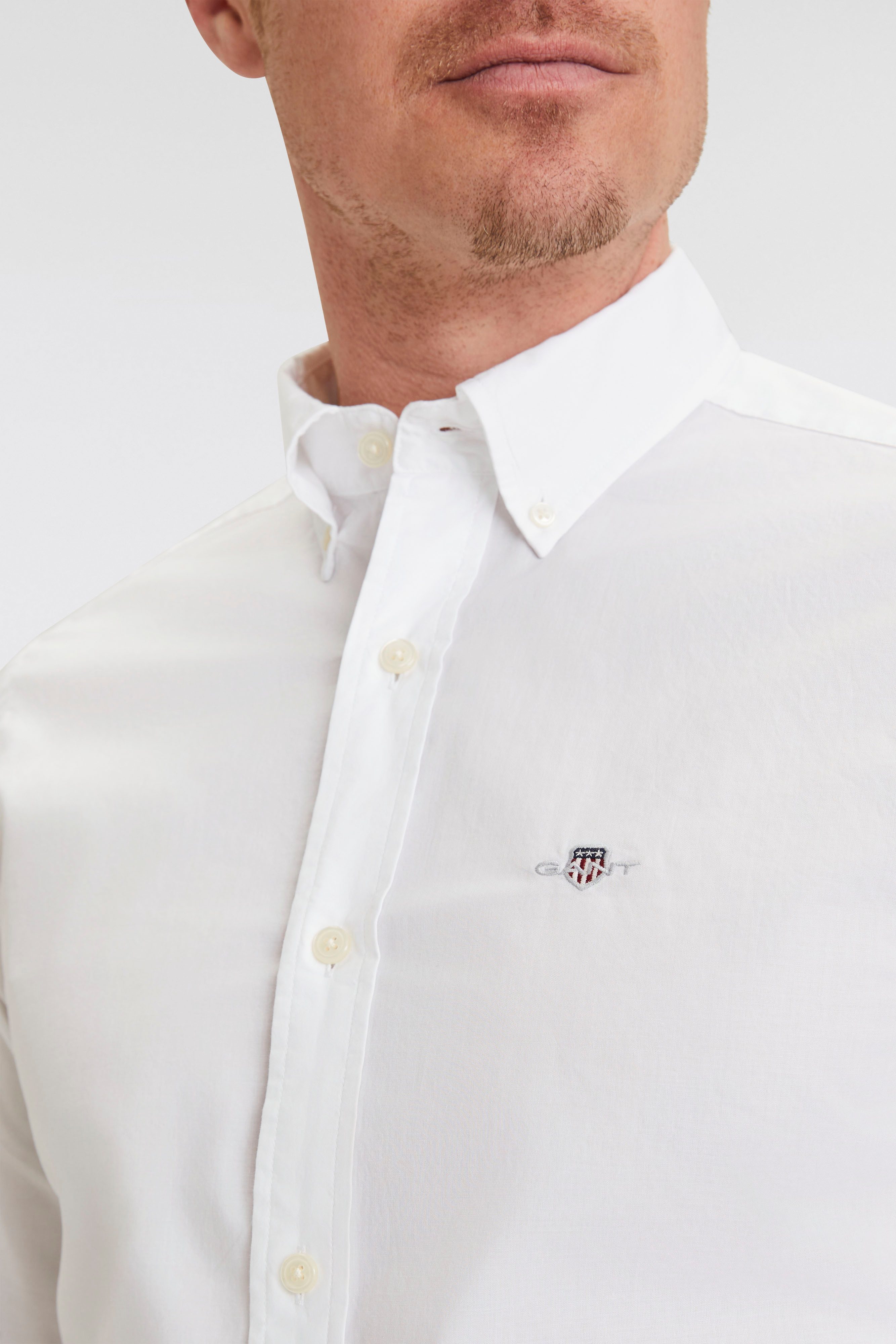 Gant Overhemd met lange mouwen Slim fit poplin overhemd licht slijtvast easy care