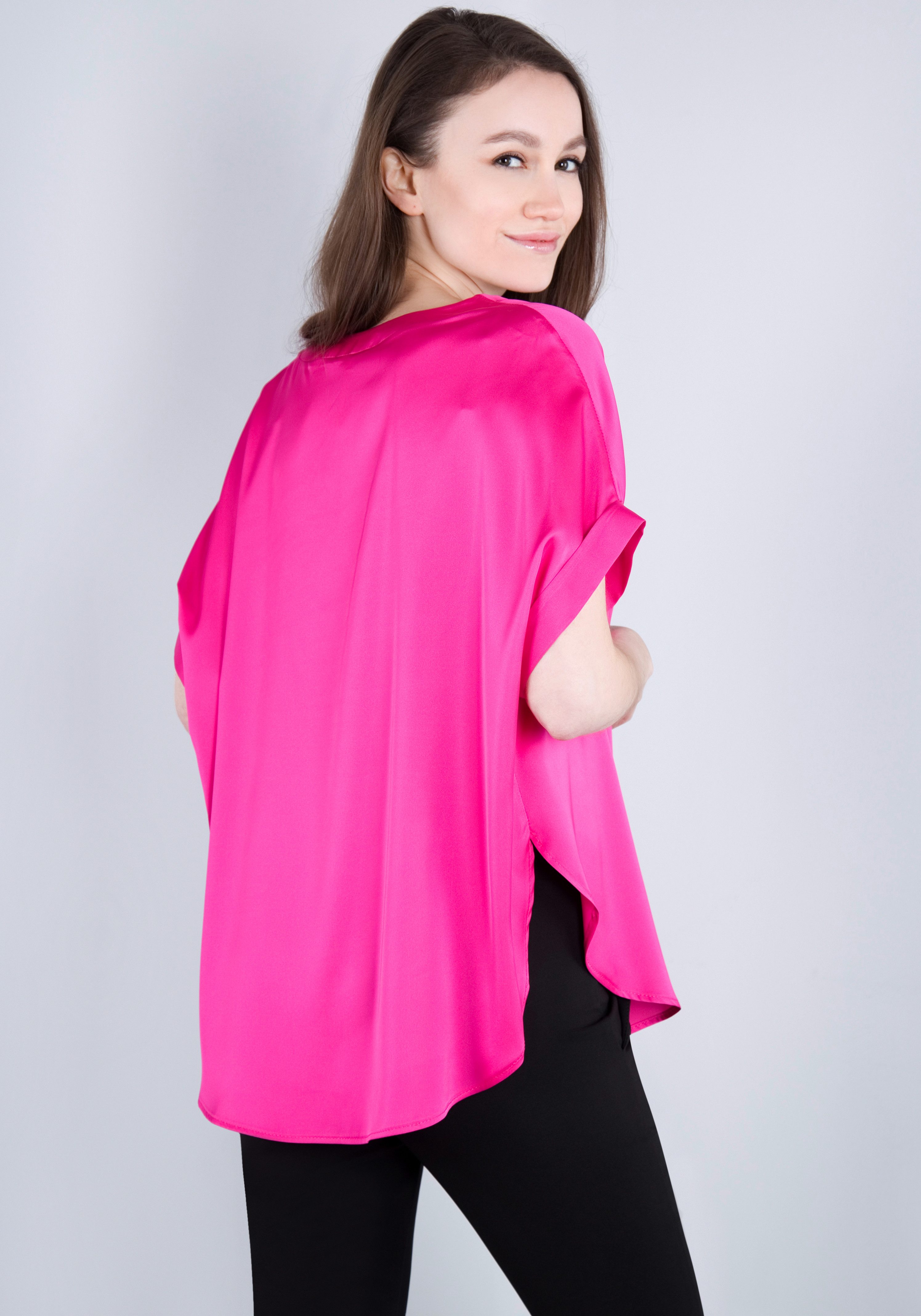 IMPERIAL Shirt Casual satijnen shirt met afgeronde zoom