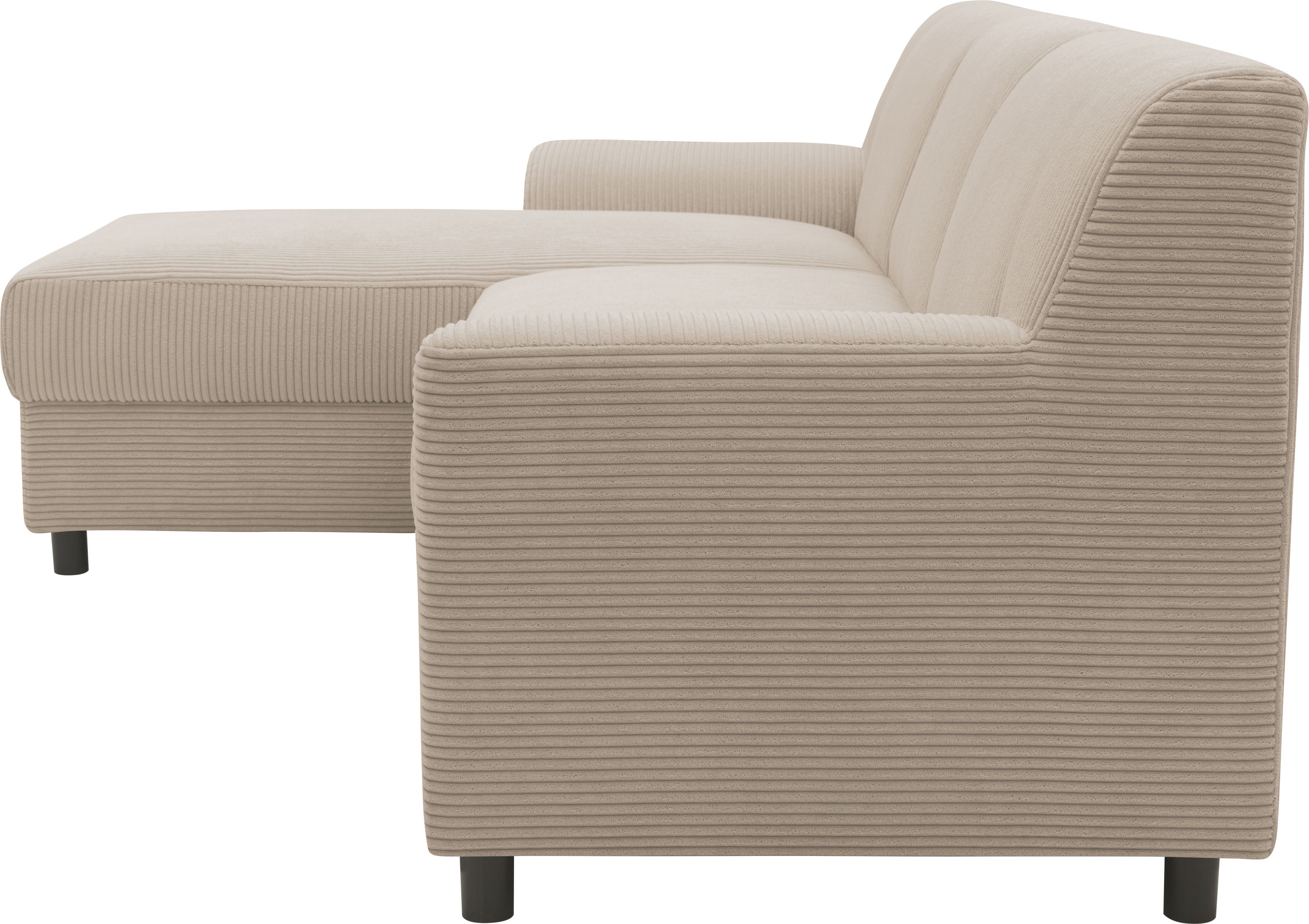 INOSIGN Hoekbank Turah 2, L-vorm, in Cord en waterafstotende microvezel, Vering B/D/H: 241/146/79 cm, incl. sierkussen, optioneel met bedfunctie