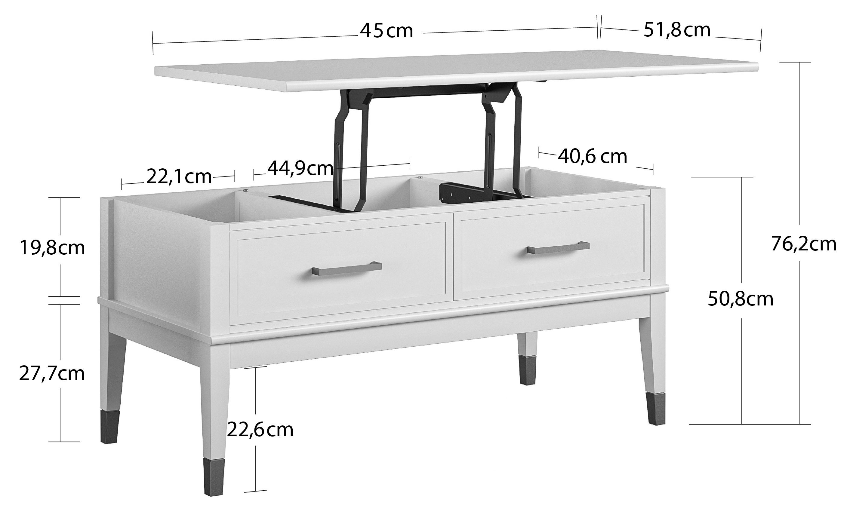 CosmoLiving by Cosmopolitan Salontafel Westerleigh Bergruimte, van gemakkelijk te onderhouden mdf, poten van massief hout, hoogte 51-76 cm