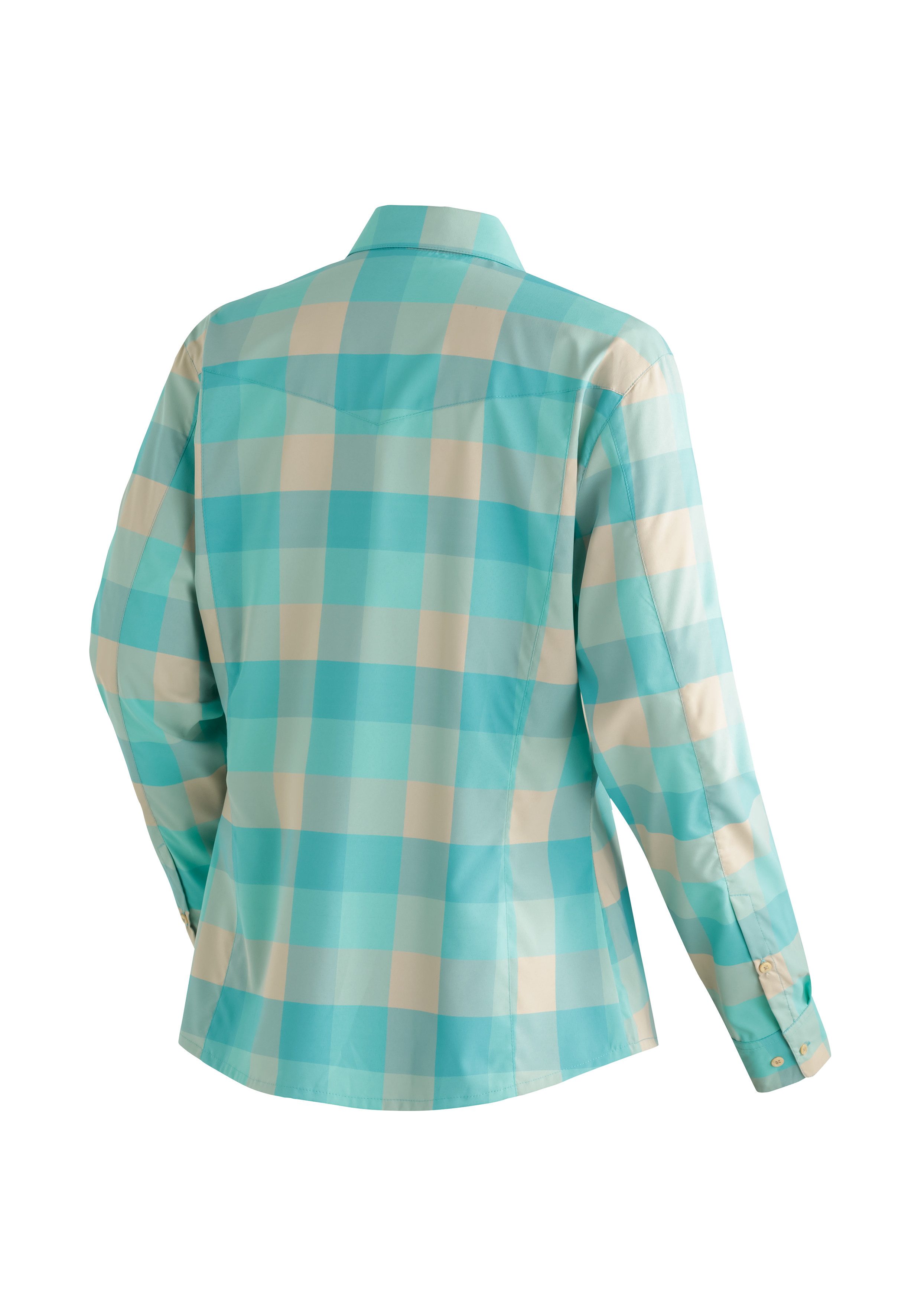 Maier Sports Outdoorblouse Kendra L/S W Dames lange mouwen blouse, onderhoudsvriendelijke geruite blouse