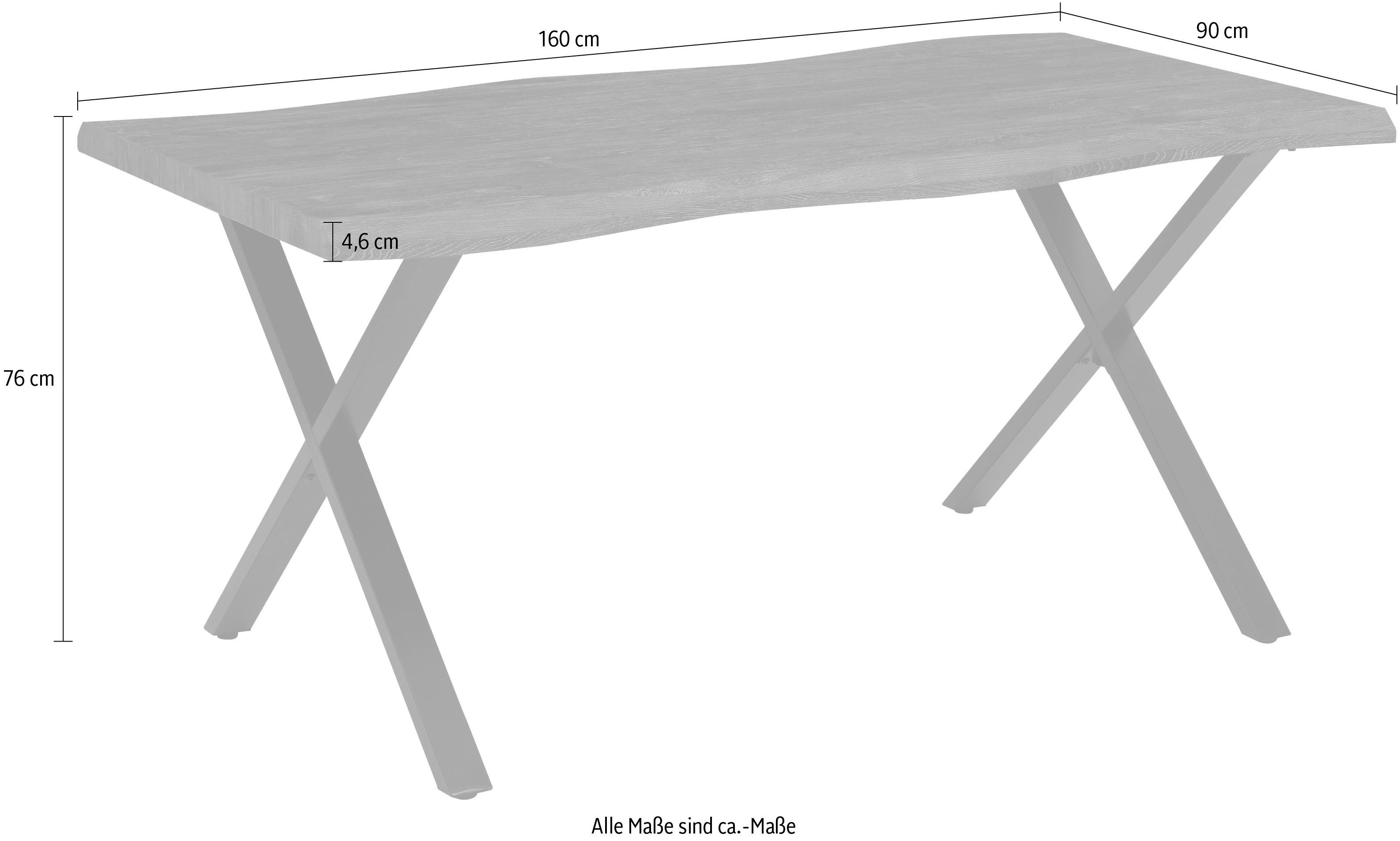 HELA Eettafel GRETA BESTSELLER Boomrandtafel (nabootsing), verschillende maten, 46mm dikte, keukentafel