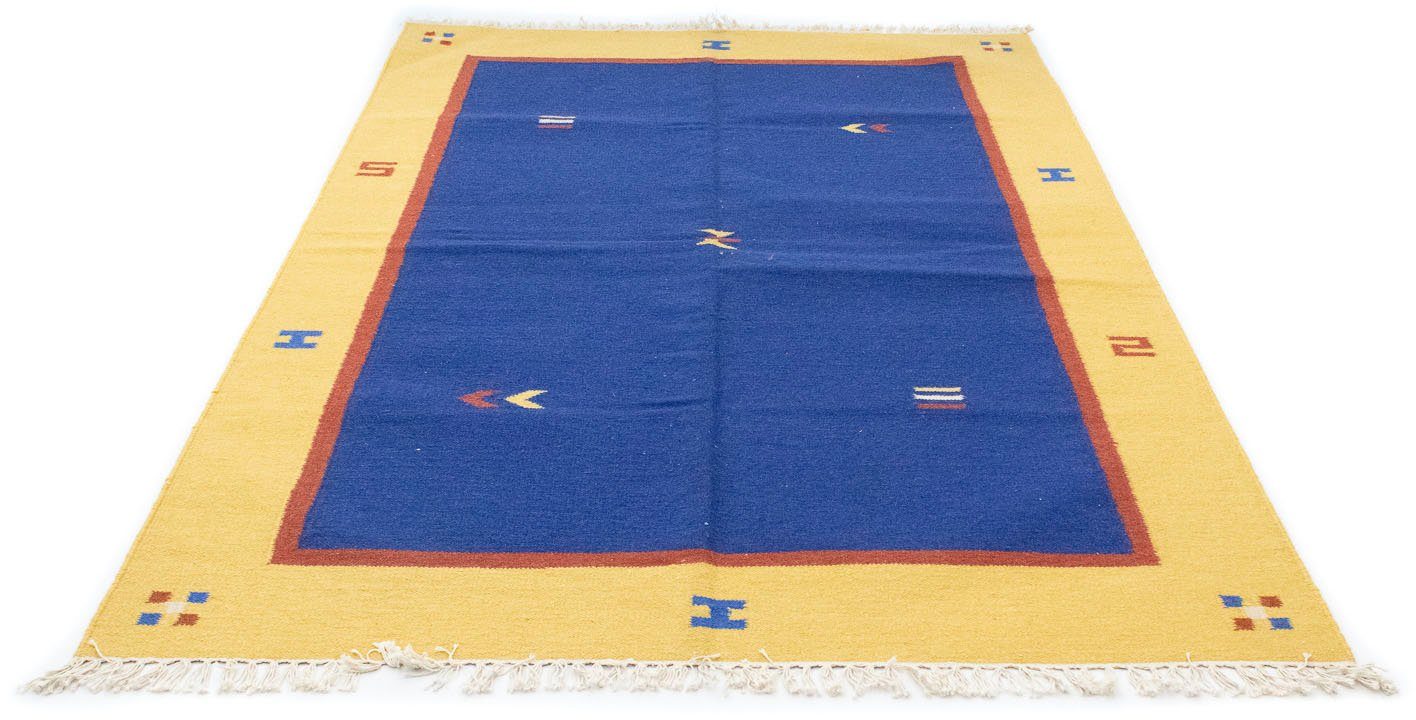 morgenland Wollen kleed Kelim vloerkleed met de hand geweven blauw Laagpolig