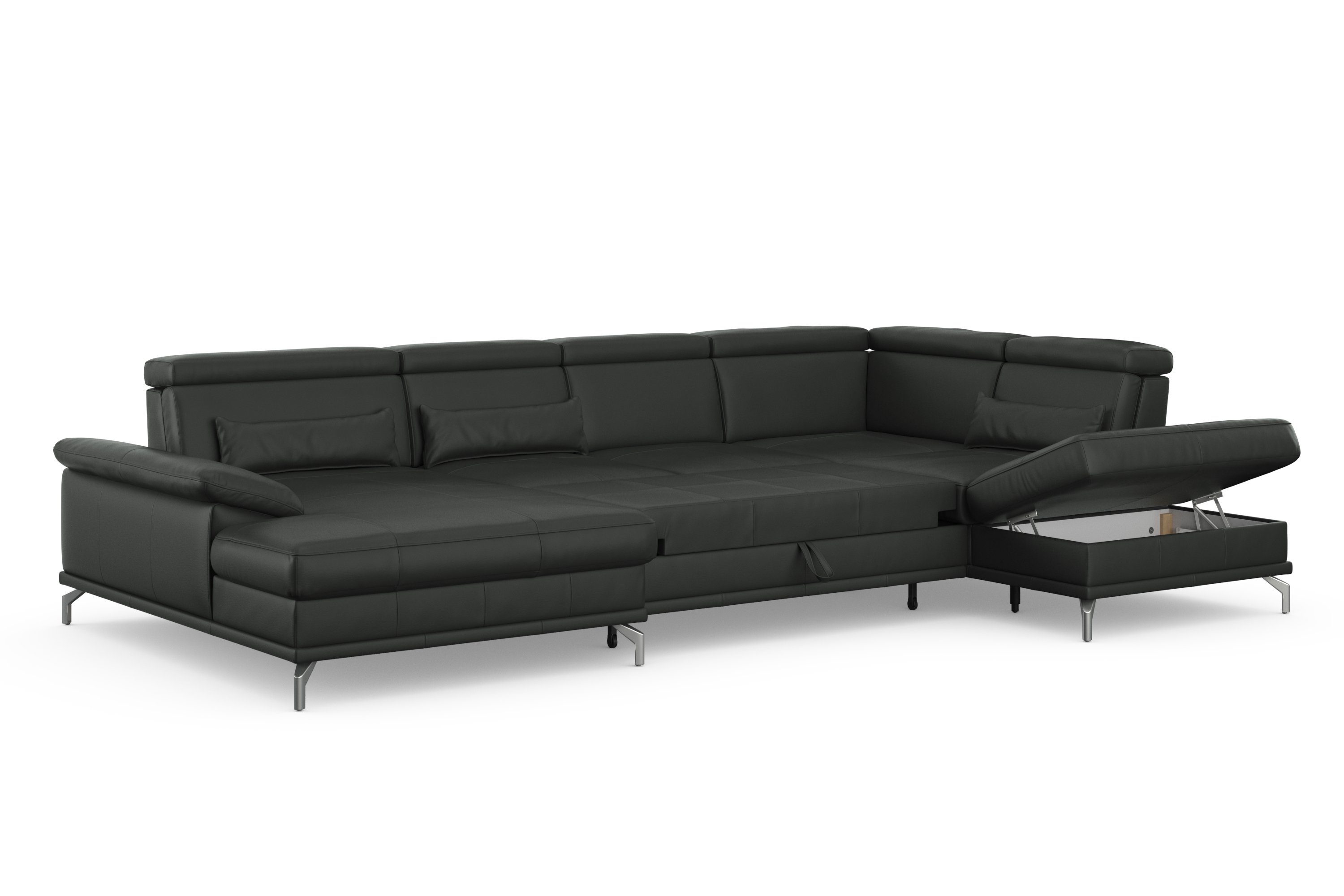 sit&more Zithoek Cabrio U-vorm, met zitdiepteverstelling, arm- en hoofdsteunverstelling