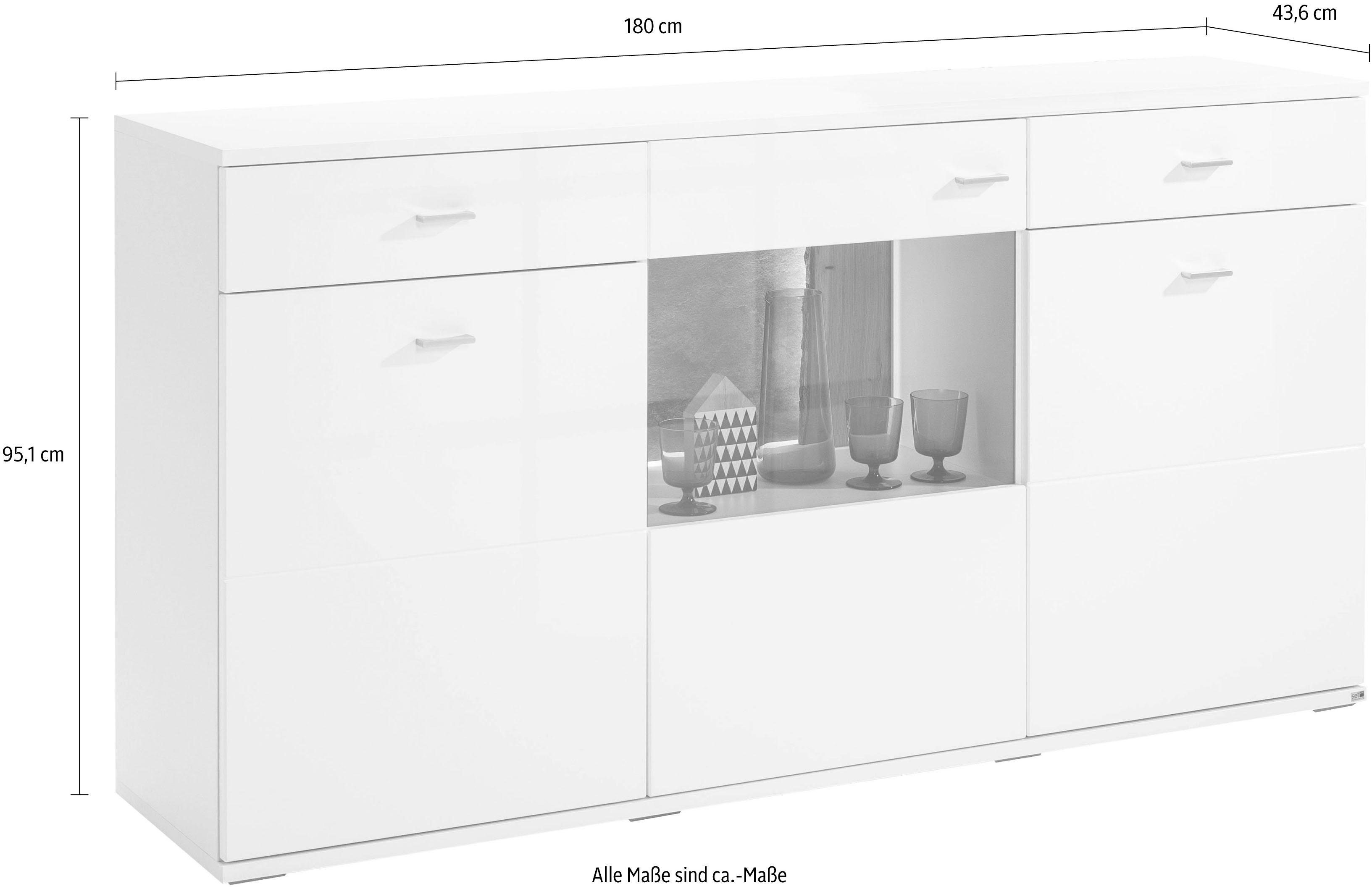 set one by Musterring Dressoir Tacoma Type 53, breedte 180 cm, met getinte glasdeur