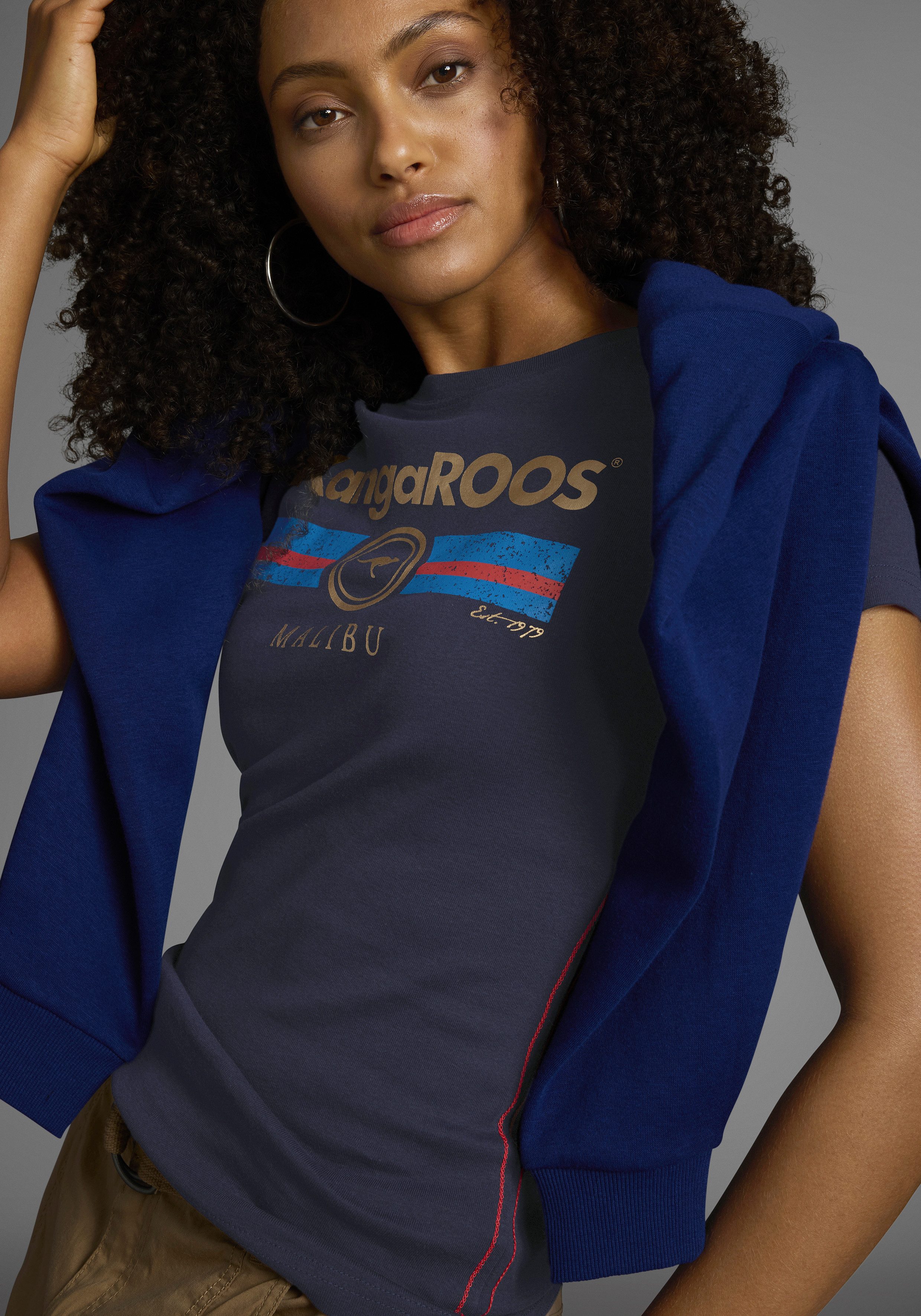 KangaROOS T-shirt Korte mouwen, effen en bedrukt, ronde hals (1-delig)