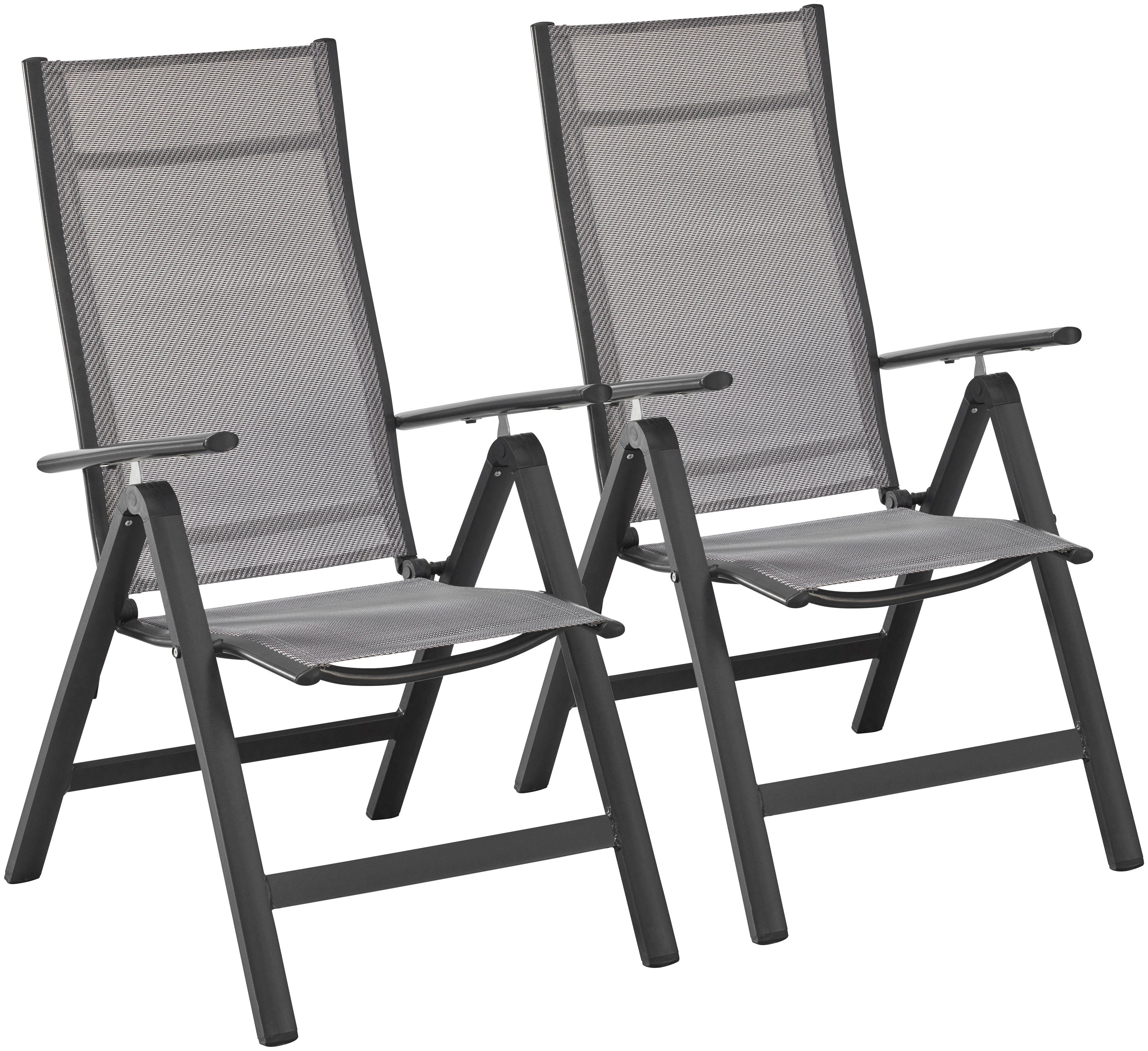 MERXX Tuinstoel Amalfi, TOPSELLER! set van 2, aluminium/gecoate textiel, verstelbaar (set, 2 stuks)