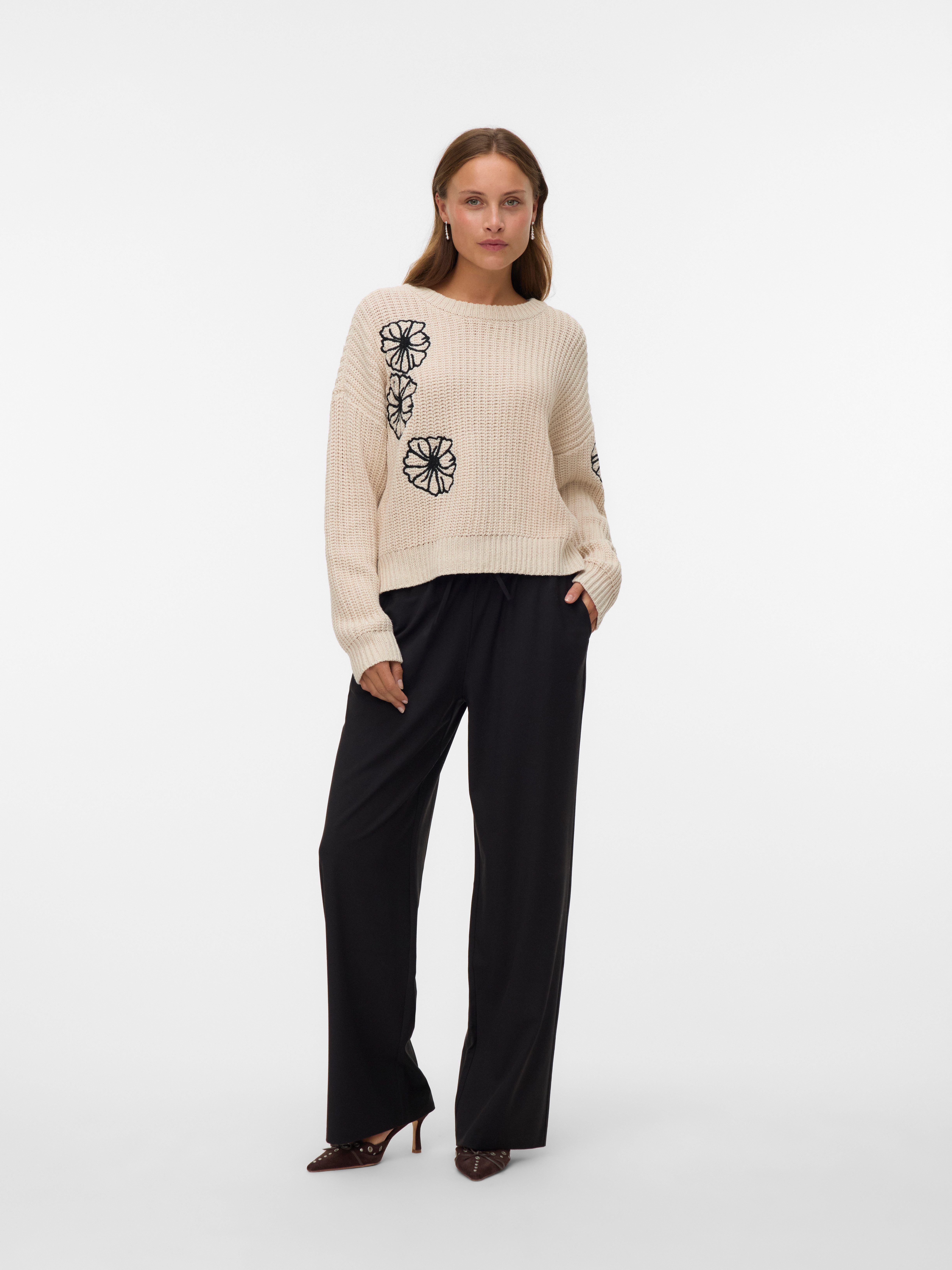 Vero Moda Trui met ronde hals VMLAURA LS O-NECK PULLOVER BOO