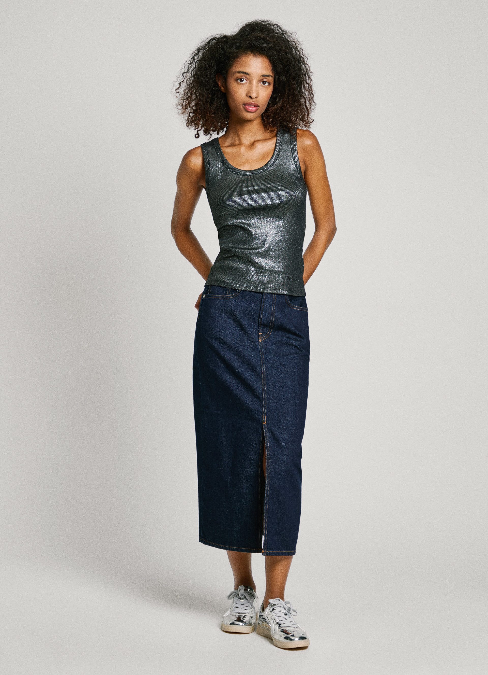 Pepe Jeans Tanktop Lacey in een glanzende look