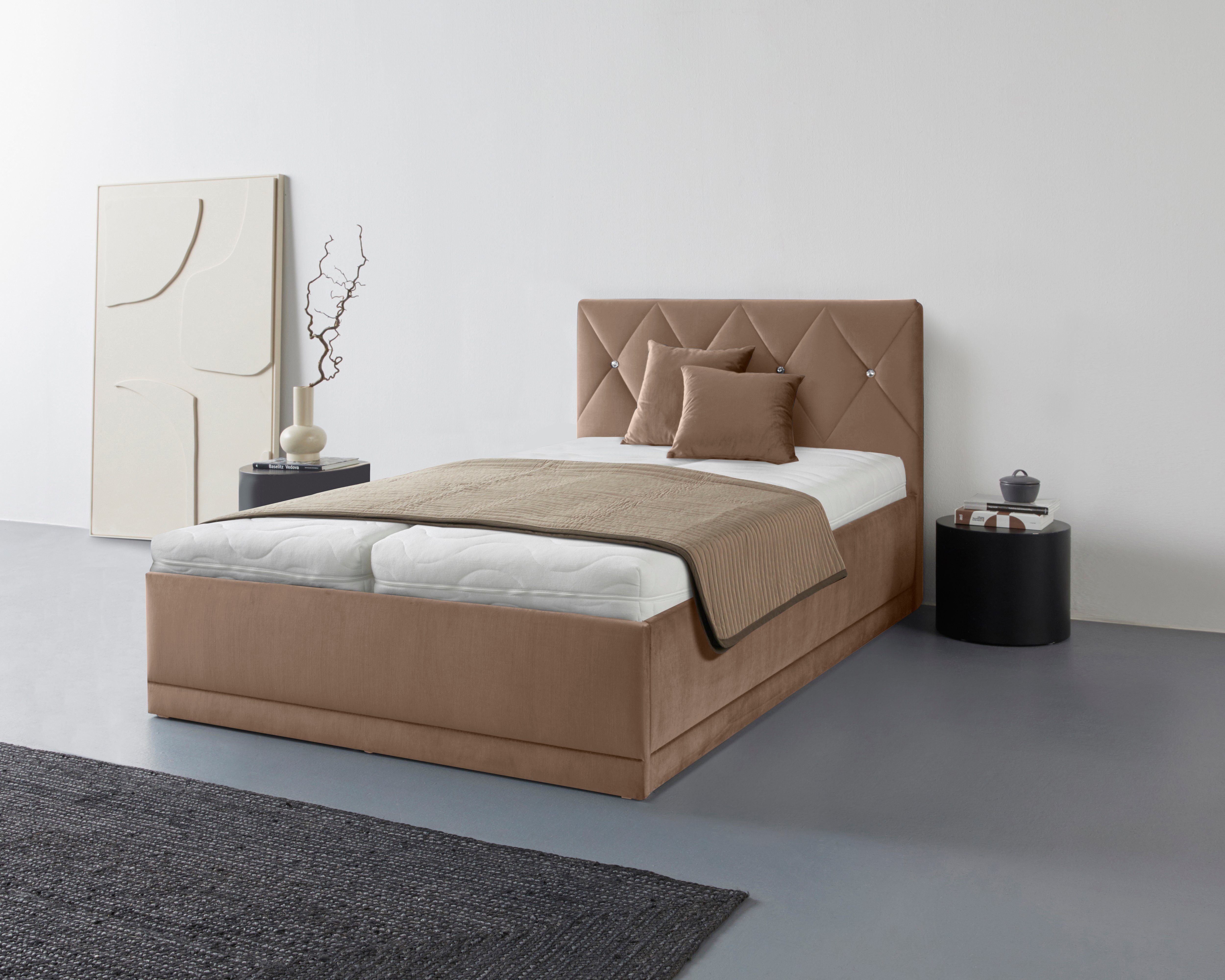 Westfalia Polsterbetten Gestoffeerd bed ADAMAS ook met bedlade, knoopdetails met stras