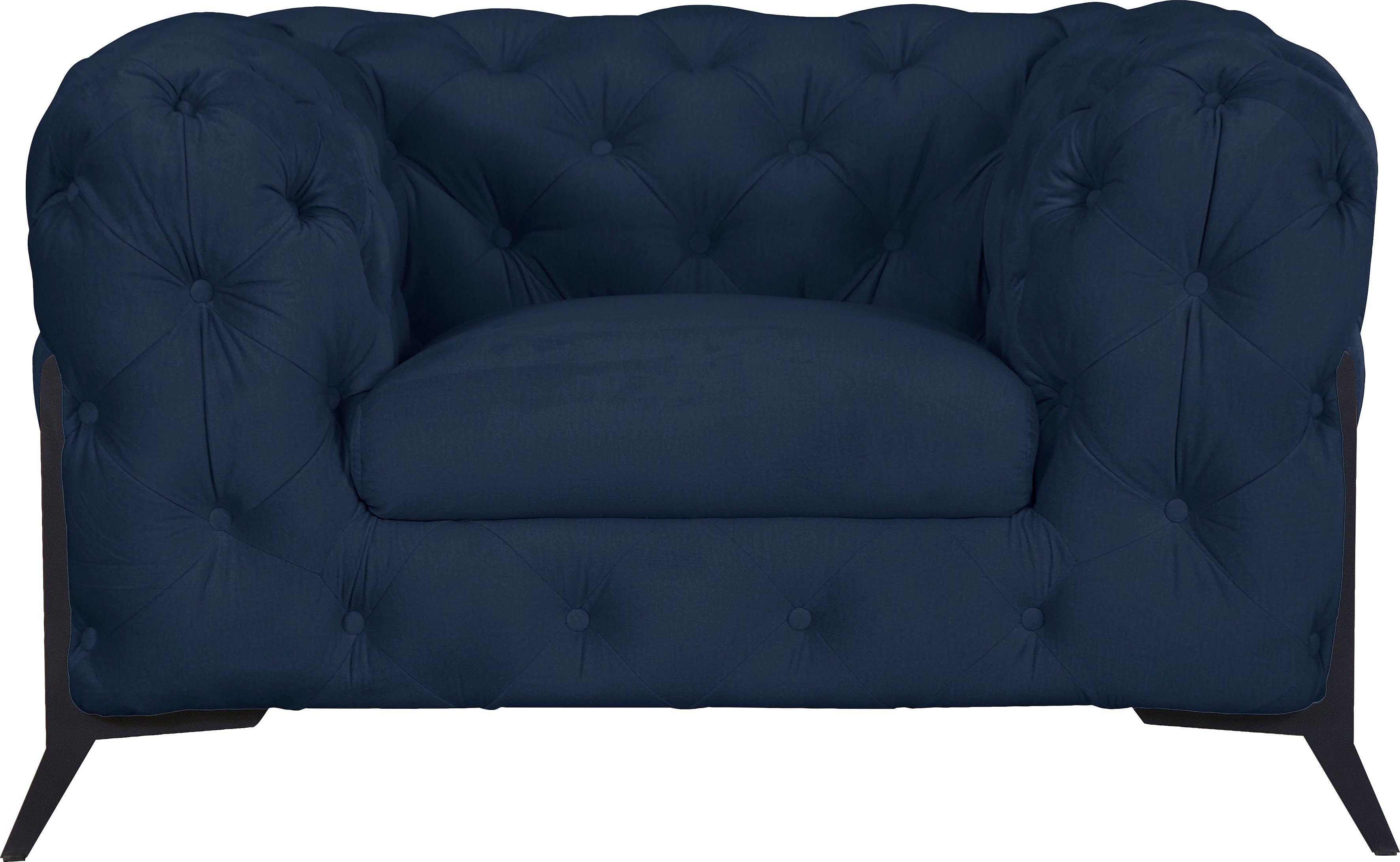 leonique chesterfield-fauteuil amaury luxueuze capitonnage, moderne chesterfield look, kleur van de poten ter keuze blauw