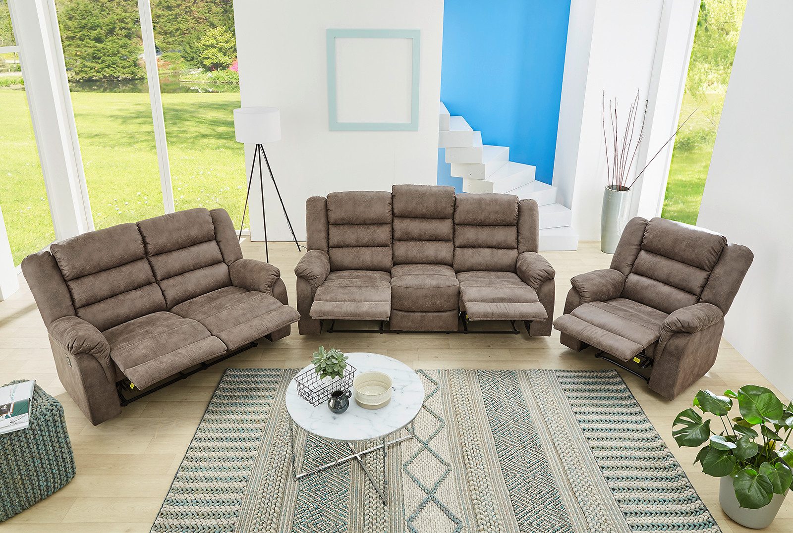 Jockenhöfer Gruppe Fauteuil Cleveland met ligfunctie door halfautomatische relaxfunctie, vering