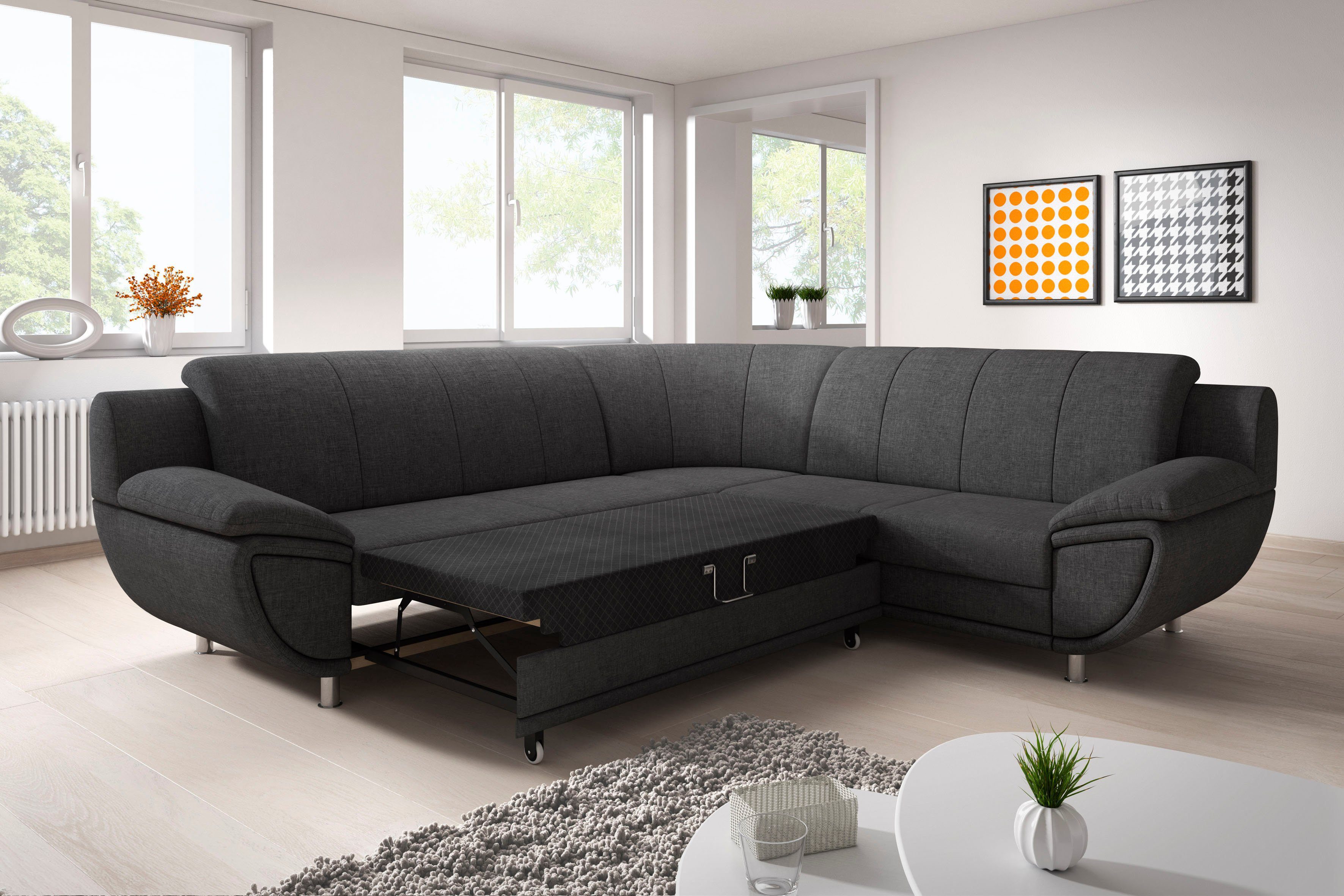 TRENDMANUFAKTUR Hoekbank Rondo II, tijdloos & elegant, comfortabele armleuningen, L-vorm