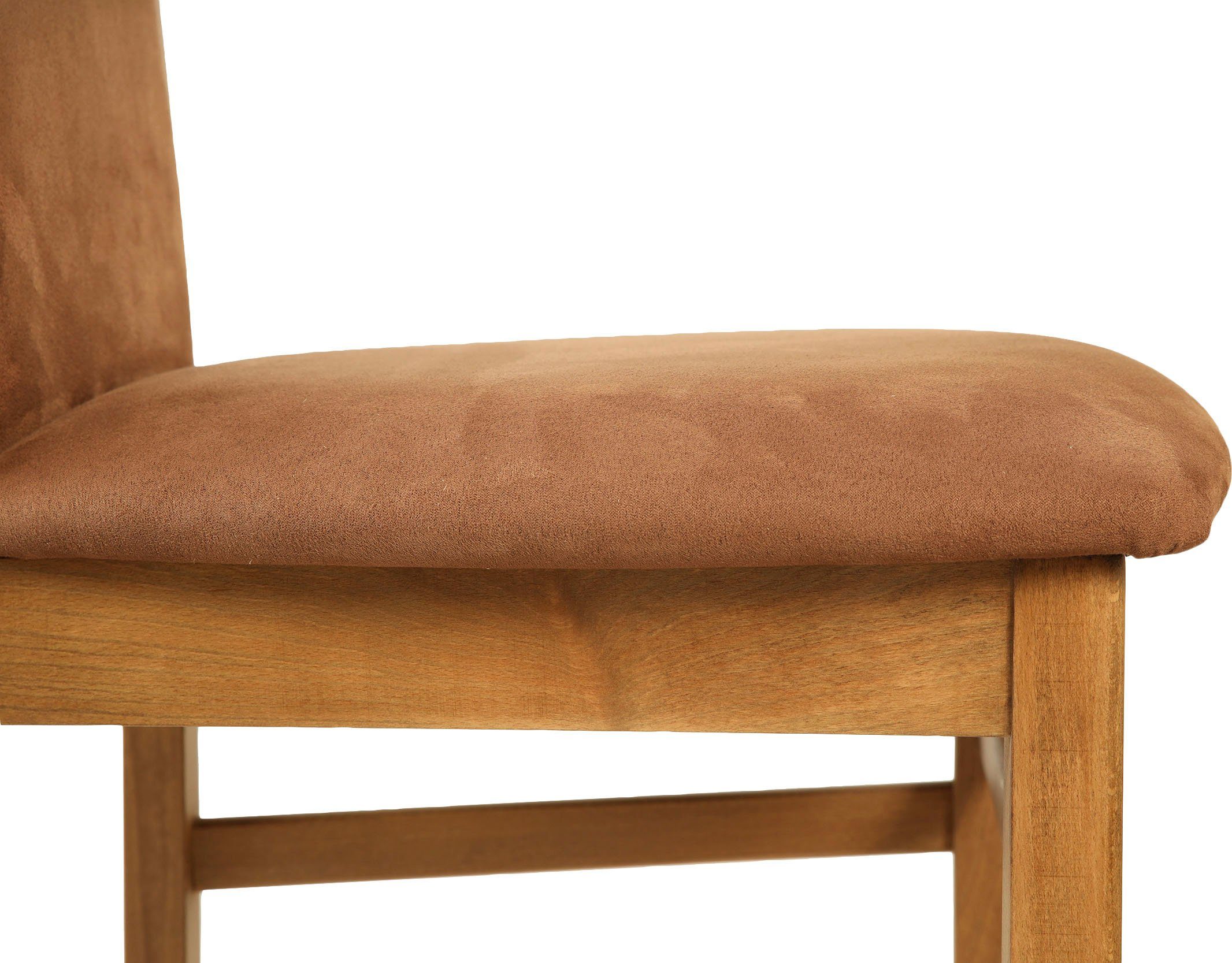 Home affaire Eetkamerstoel Franz slijtvast microvezel, onderstel beuken naturel of wit, houten stoel (set, 2 stuks)