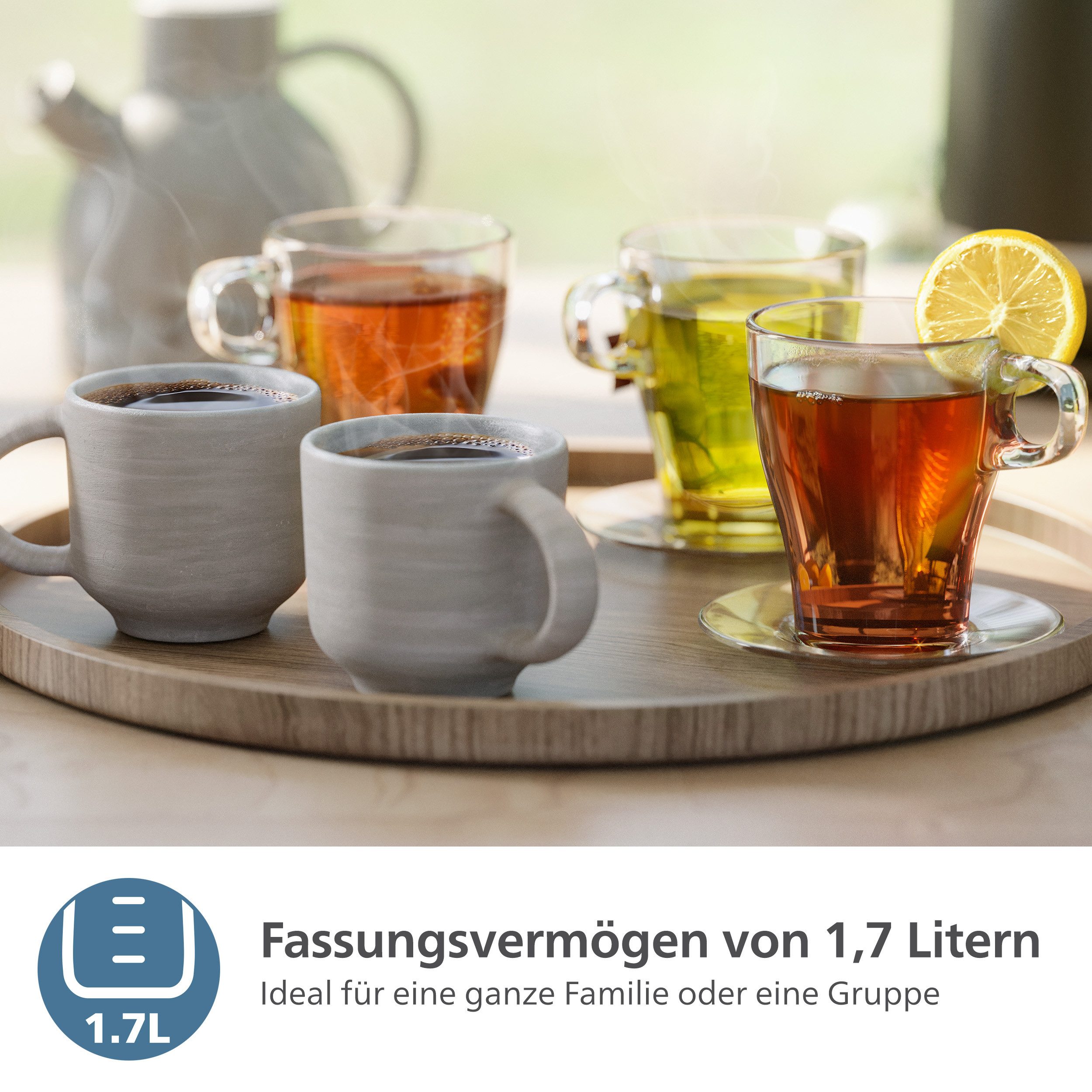 Philips Waterkoker HD9396/90 7000 Series, dubbelwandig, met 6 temperatuurinstellingen, 1,7 l