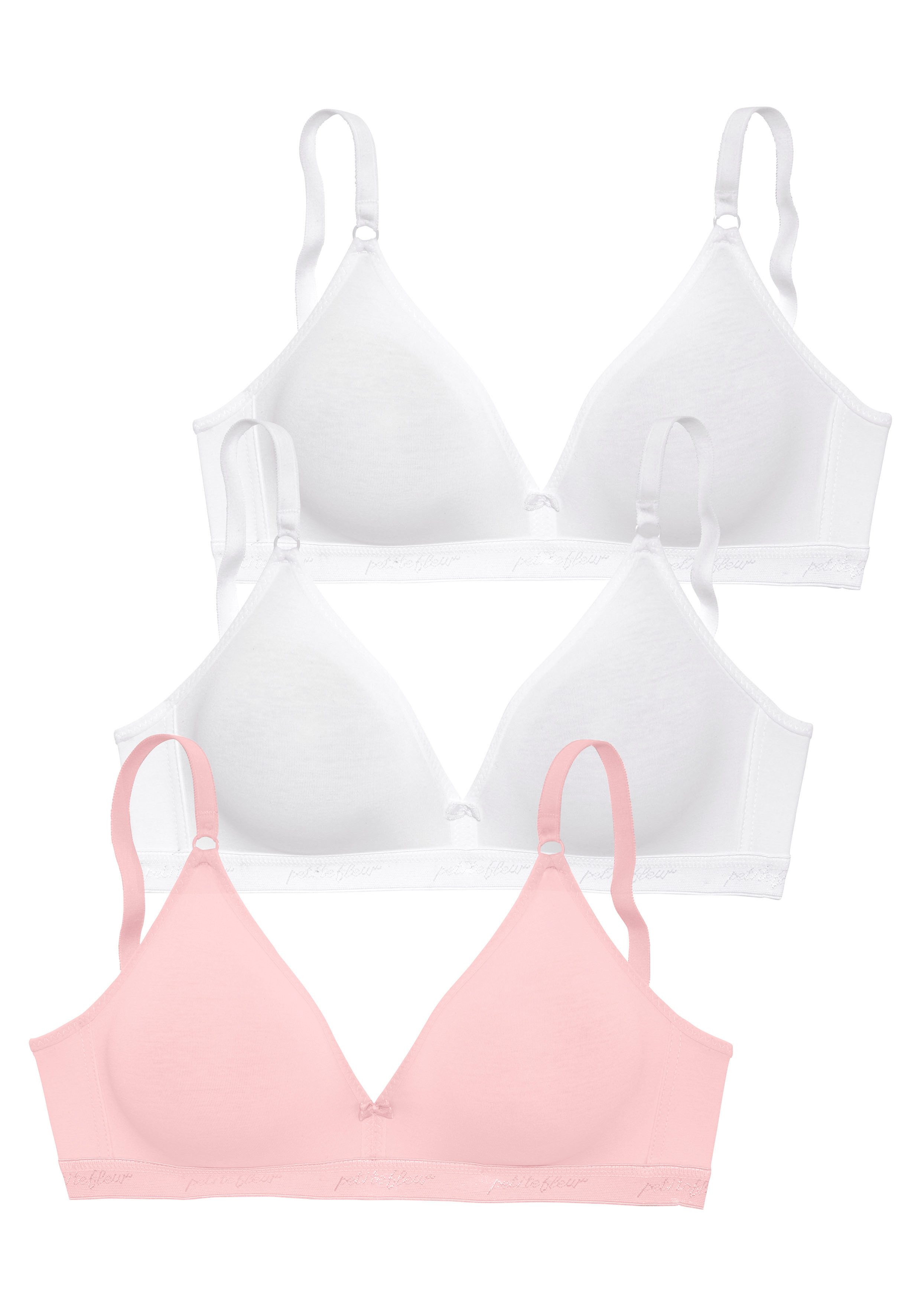 Petite fleur Bralette-bh zonder beugels in een driehoekige vorm gemaakt van katoen(Set van 3)