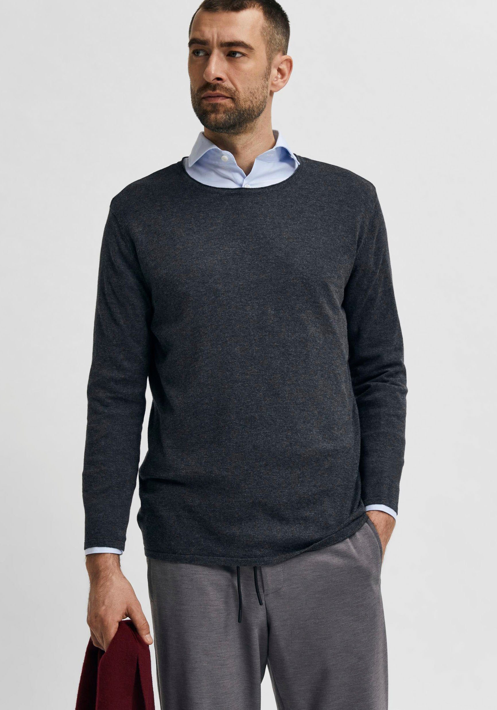 SELECTED HOMME Trui met ronde hals ROME KNIT