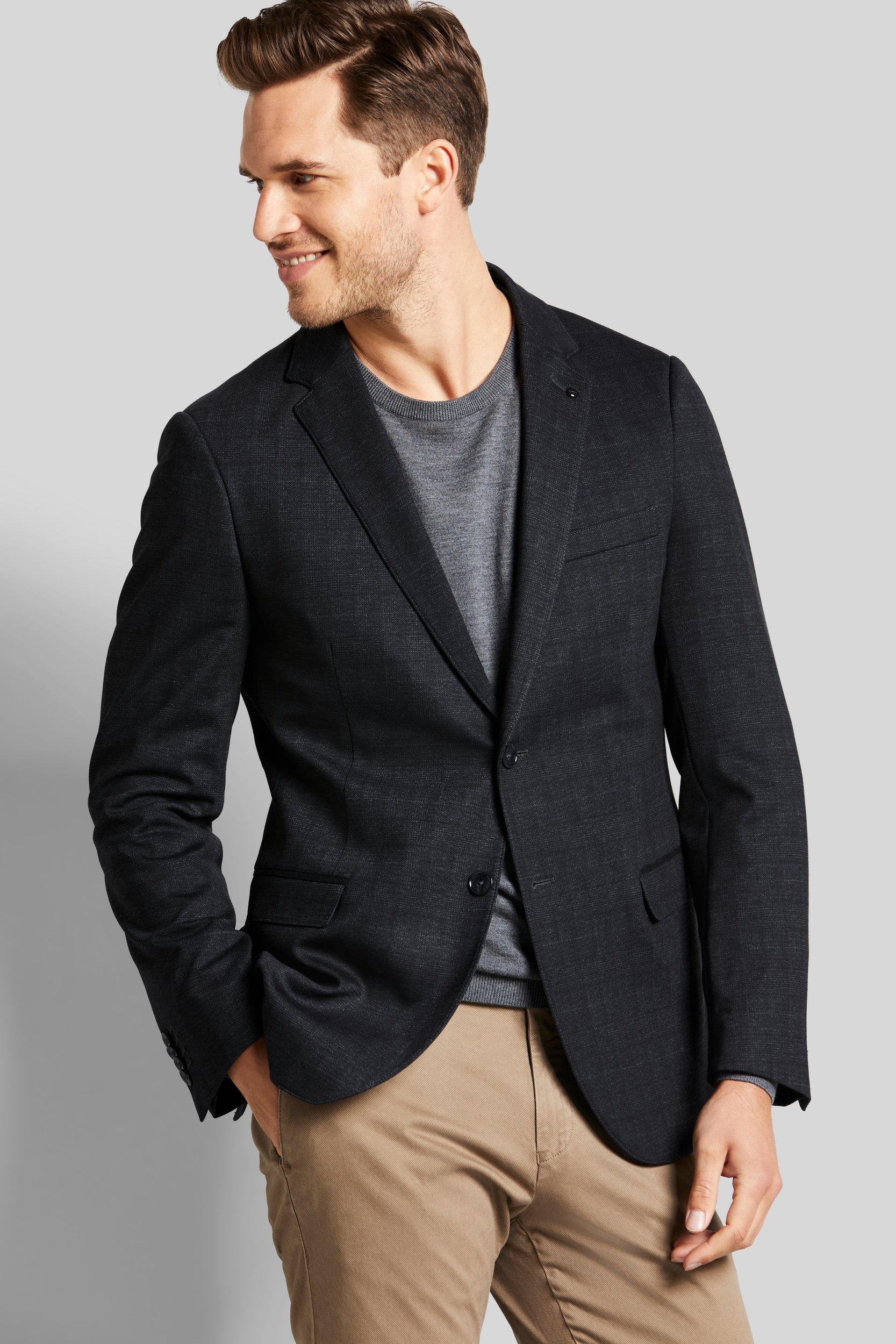 Bugatti Colbert met stijlvol ruitmotief heren colberts & blazers maat 54 grijs