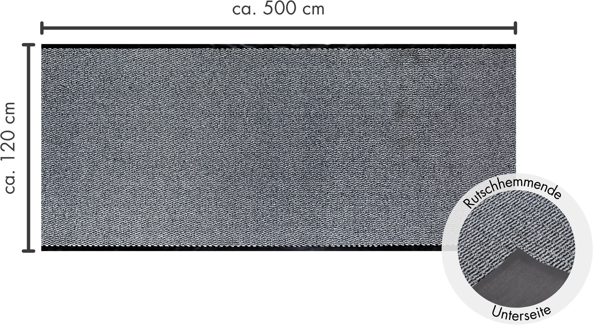 Andiamo Mat Easy, Made in Netherlands Inloopmat, antislip, binnen- en overdekte buitenruimte deurmatten maat 120x500 cm grijs