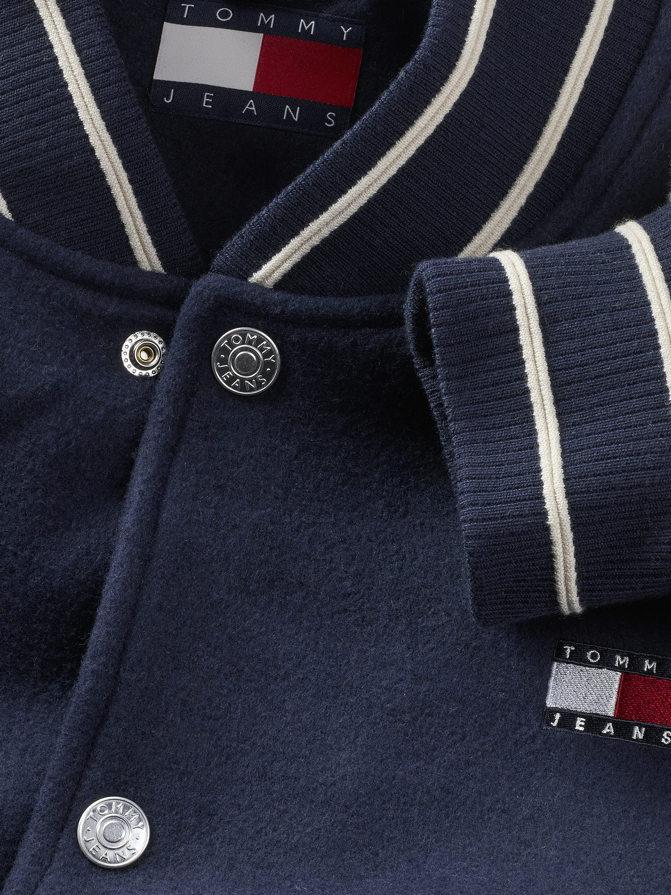 TOMMY JEANS Bomberjack TJM WOOL BLEND VARSITY JKT EXT met colorblock-ontwerp, logoborduring