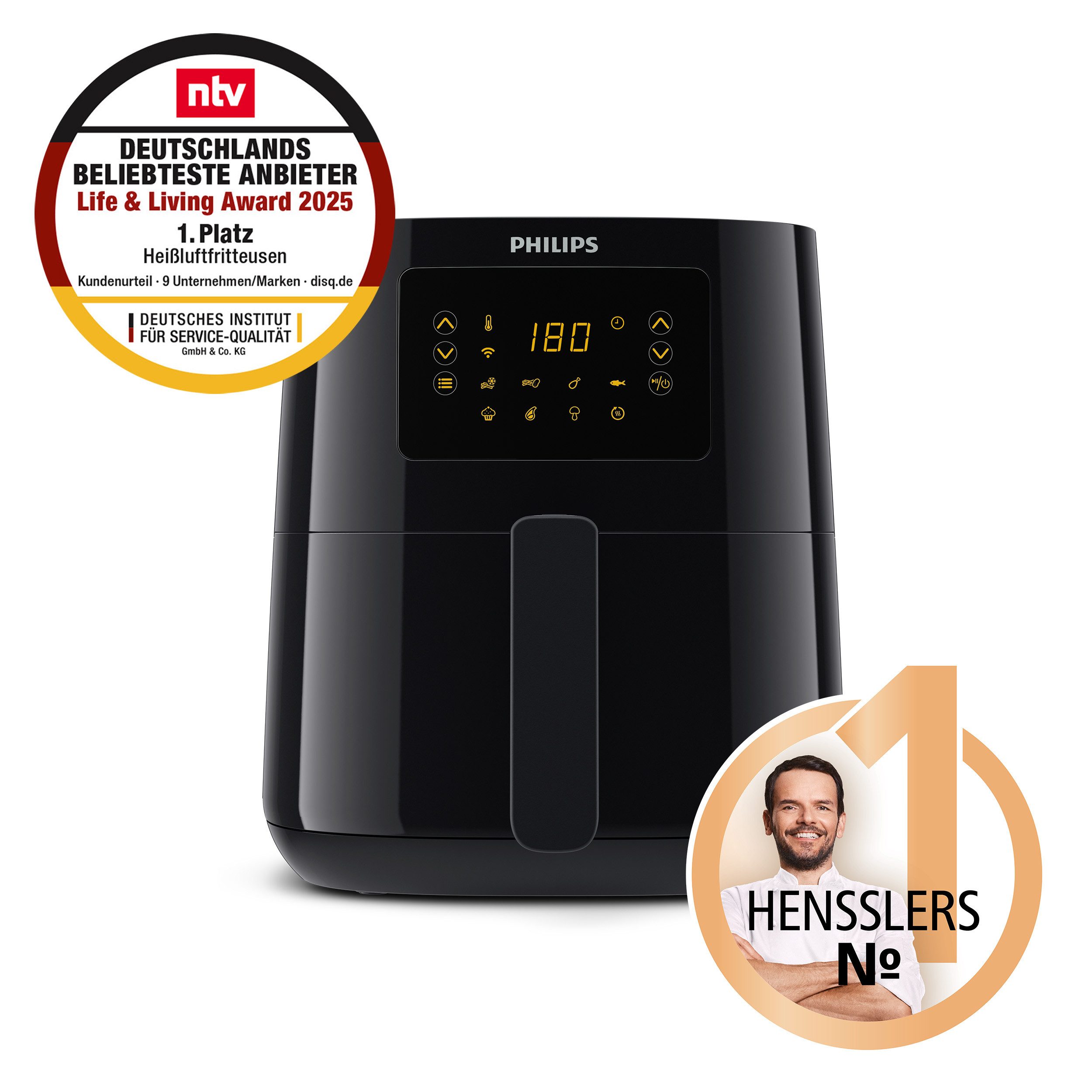 Philips Airfryer HD9255/90, 4,2 l Rapid Air heteluchttechnologie, wifi-connectiviteit, warmhoudfunctie