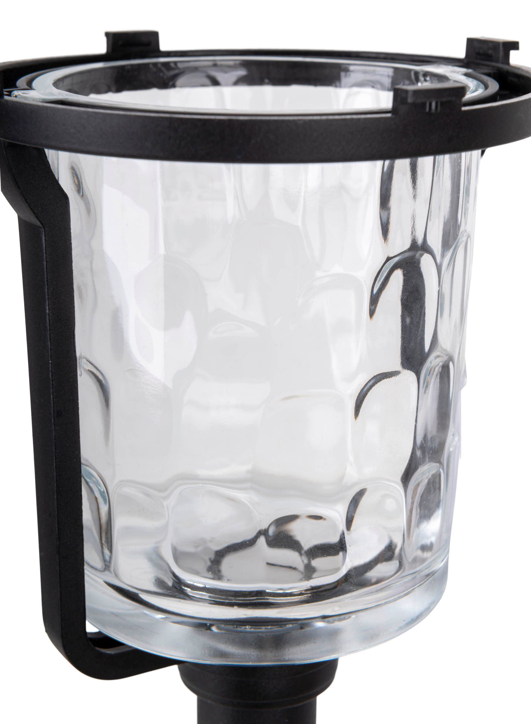 näve Led-solarlamp Simon Spies zwart, gestructureerde glazen kap, H: 54,7cm, schemersensor (1 stuk)
