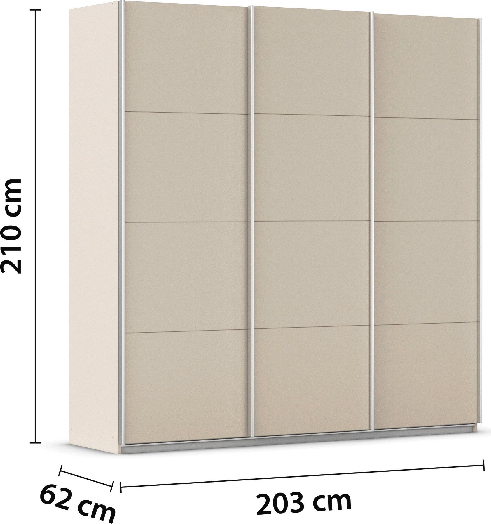 rauch Schuifdeurkast Kledingkast kast garderobe AGORDO met decor- of hoogglansfront doordachte binnenuitrusting, in 4 breedtes en 2 hoogtes made in germany